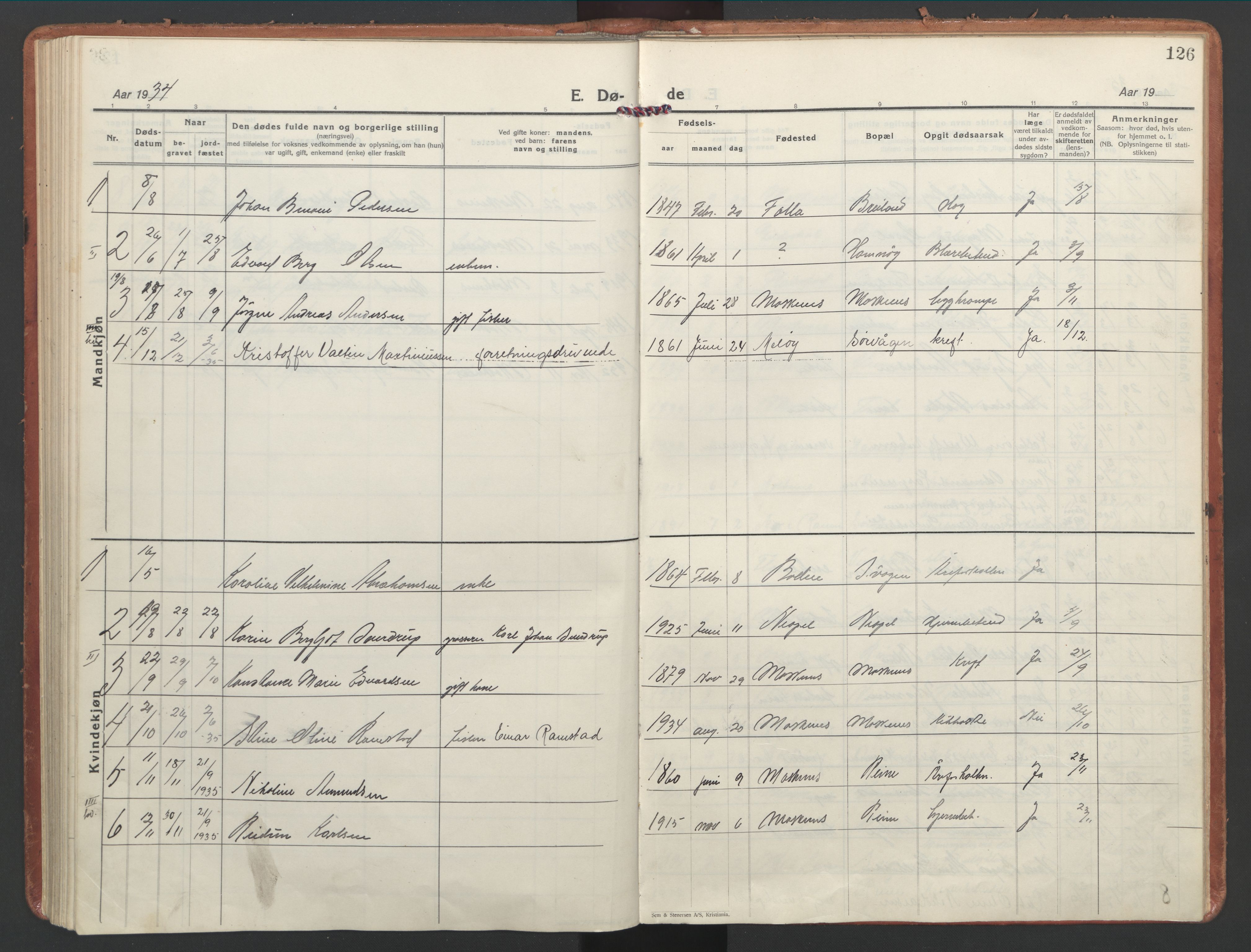 Ministerialprotokoller, klokkerbøker og fødselsregistre - Nordland, SAT/A-1459/886/L1223: Parish register (official) no. 886A05, 1926-1938, p. 126