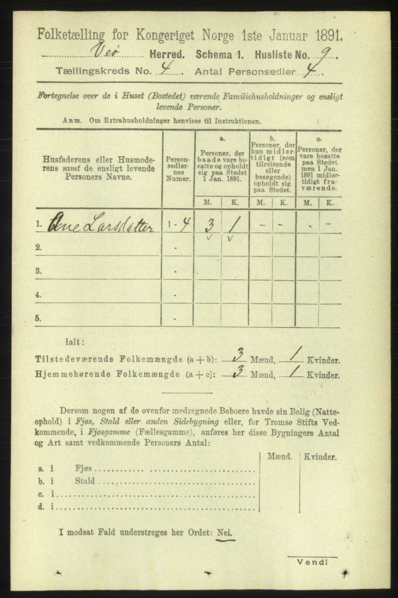 RA, 1891 census for 1541 Veøy, 1891, p. 1744