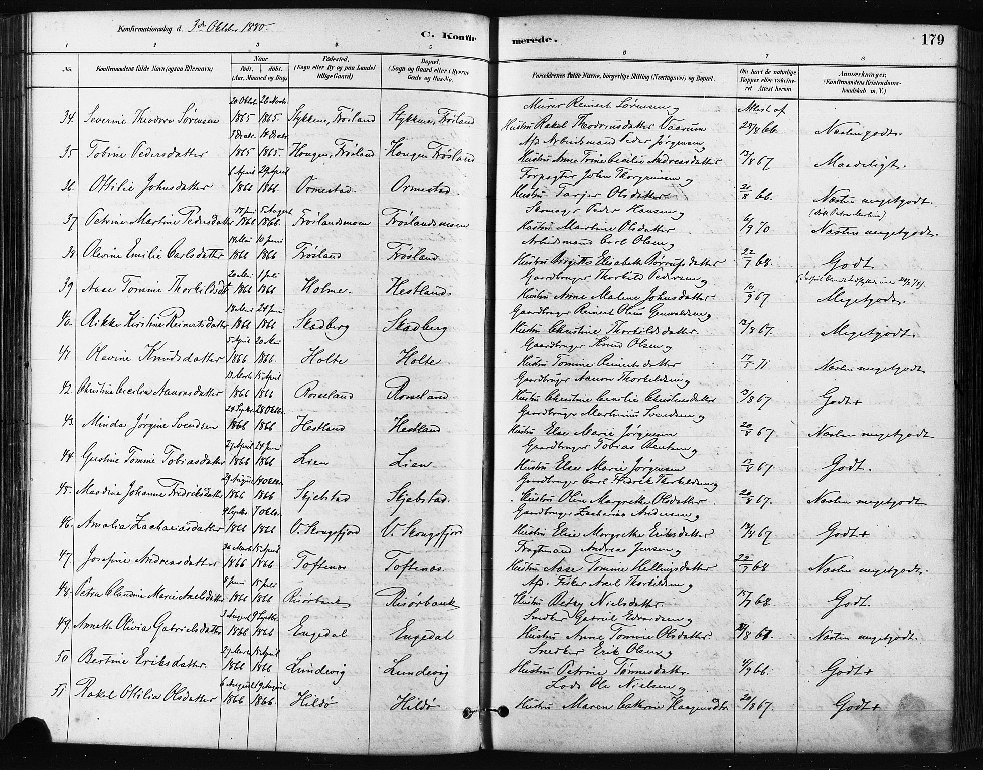 Mandal sokneprestkontor, AV/SAK-1111-0030/F/Fa/Faa/L0016: Parish register (official) no. A 16, 1880-1890, p. 179