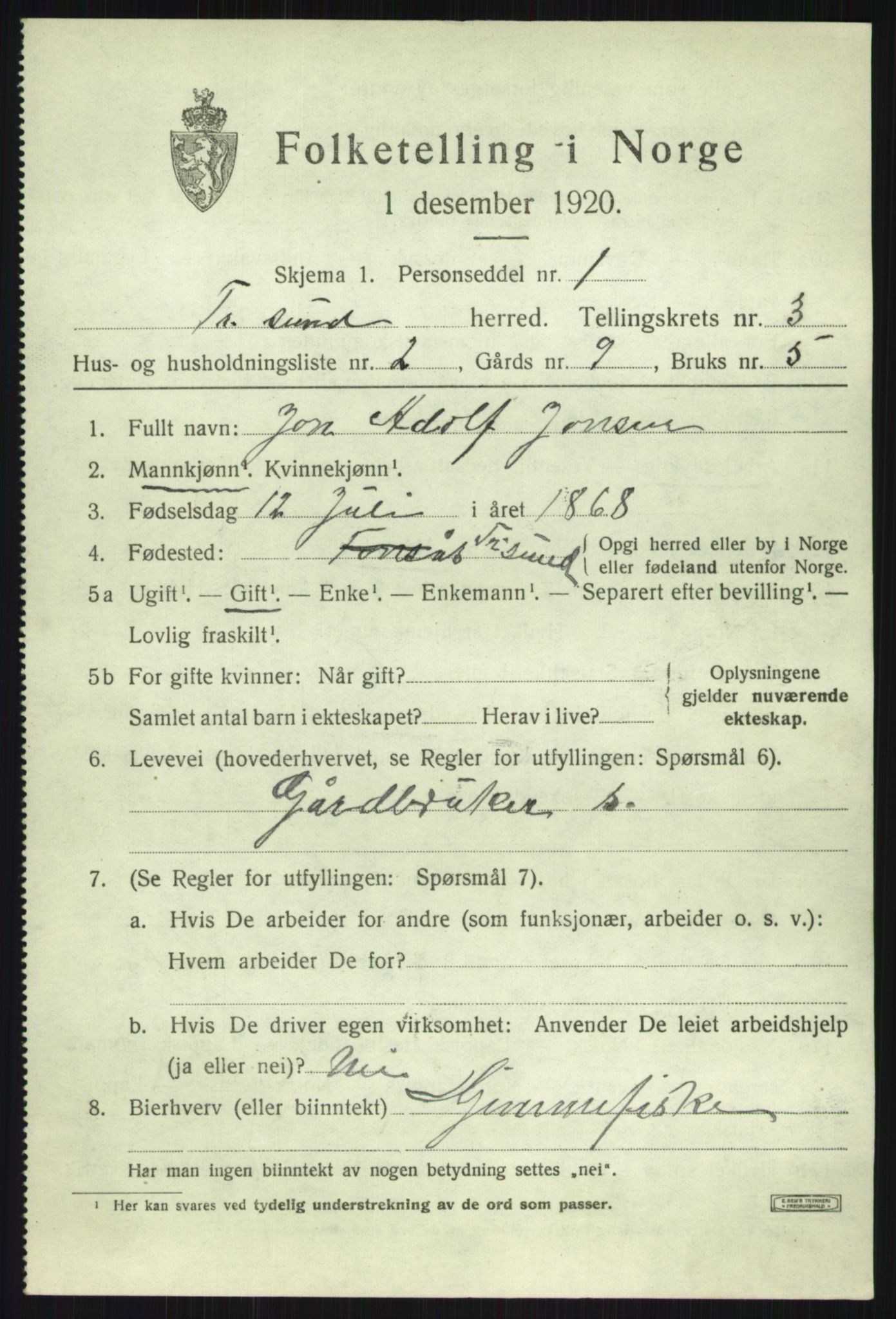 SATØ, 1920 census for Tromsøysund, 1920, p. 2688