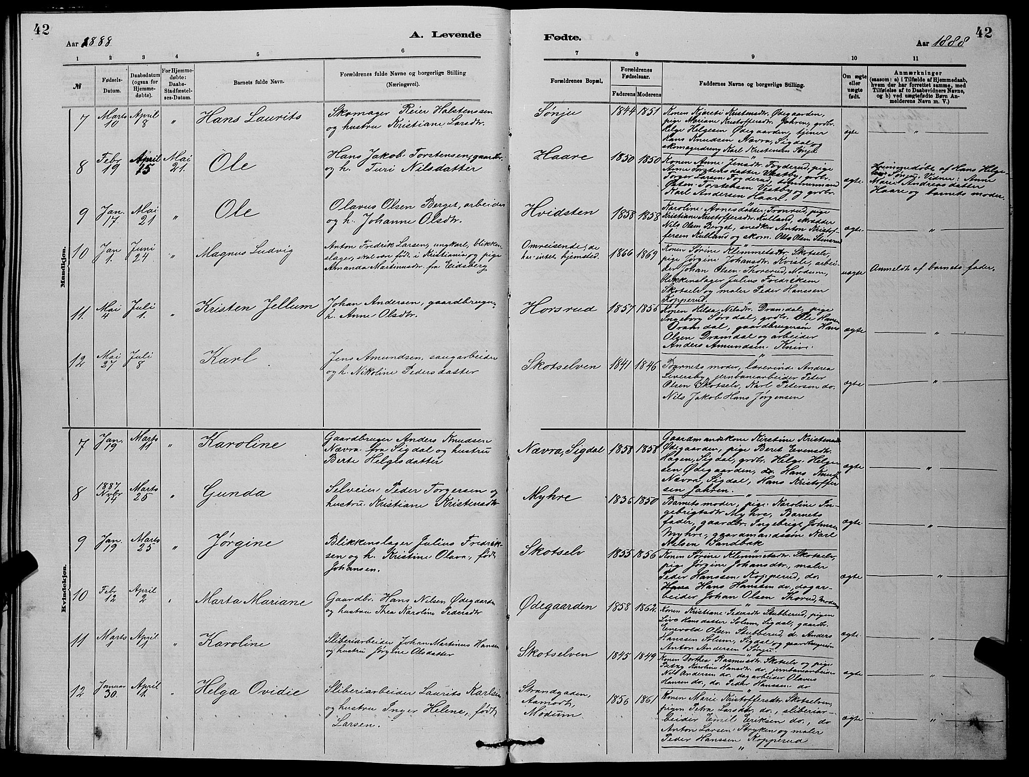 Eiker kirkebøker, AV/SAKO-A-4/G/Gb/L0003: Parish register (copy) no. II 3, 1880-1893, p. 42