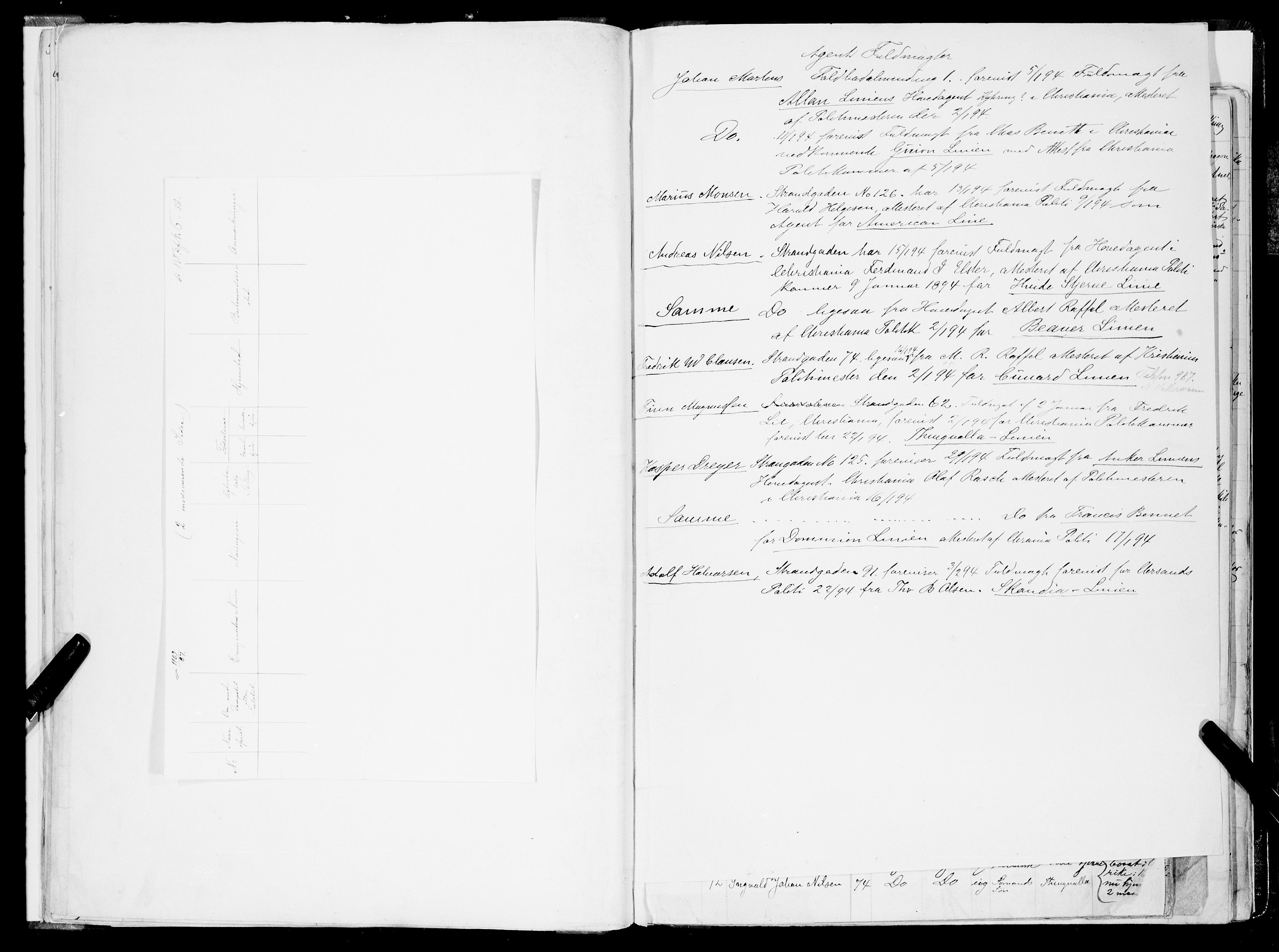 Bergen politikammer / politidistrikt, AV/SAB-A-60401/J.a/J.ab/L0003: Emigranter til Amerika, 1893-1898