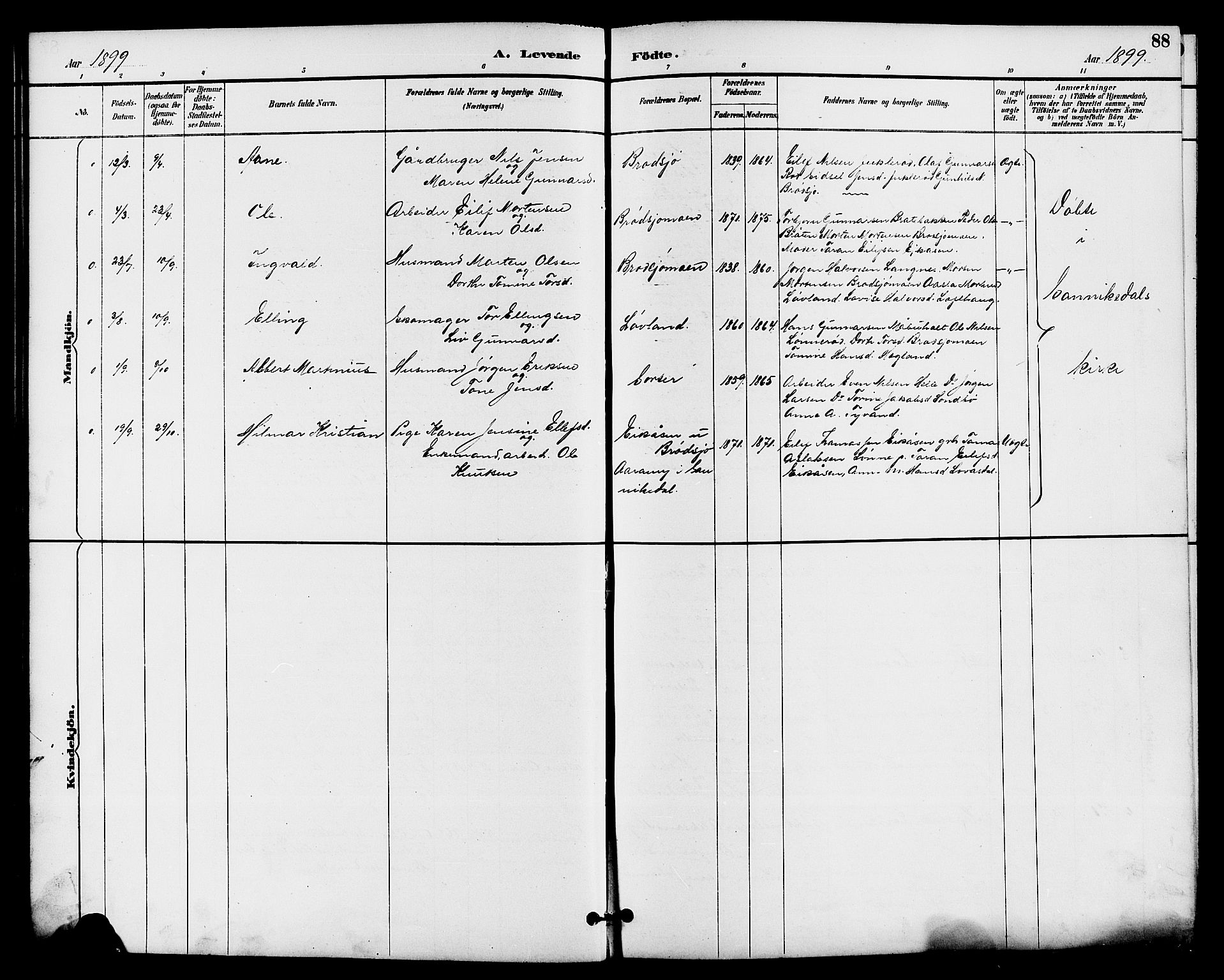 Drangedal kirkebøker, SAKO/A-258/G/Ga/L0003: Parish register (copy) no. I 3, 1887-1906, p. 88