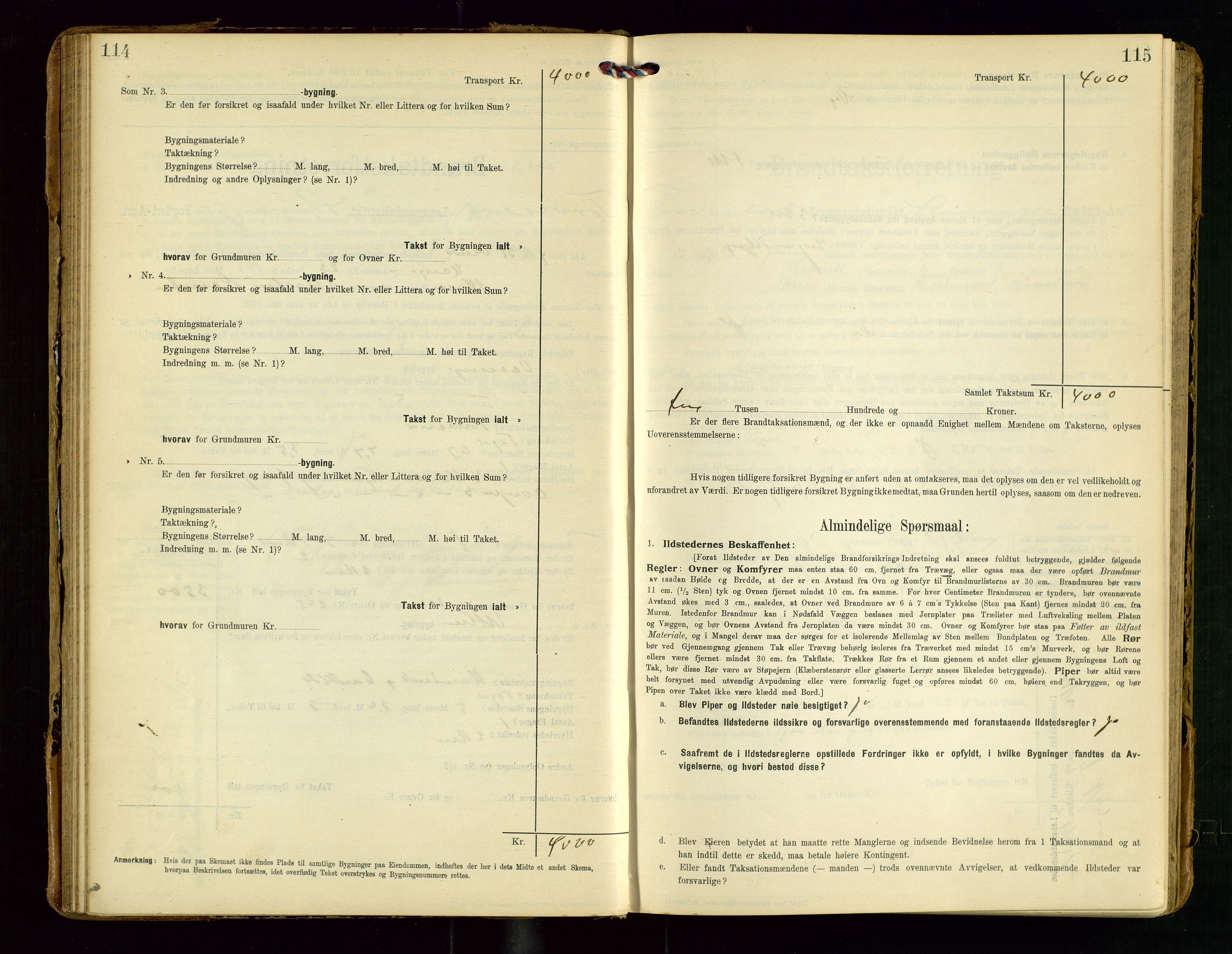 Torvestad lensmannskontor, SAST/A-100307/1/Gob/L0004: "Brandtaxationsprotokol for Torvestad Lensmannsdistrikt", 1909-1923, p. 114-115
