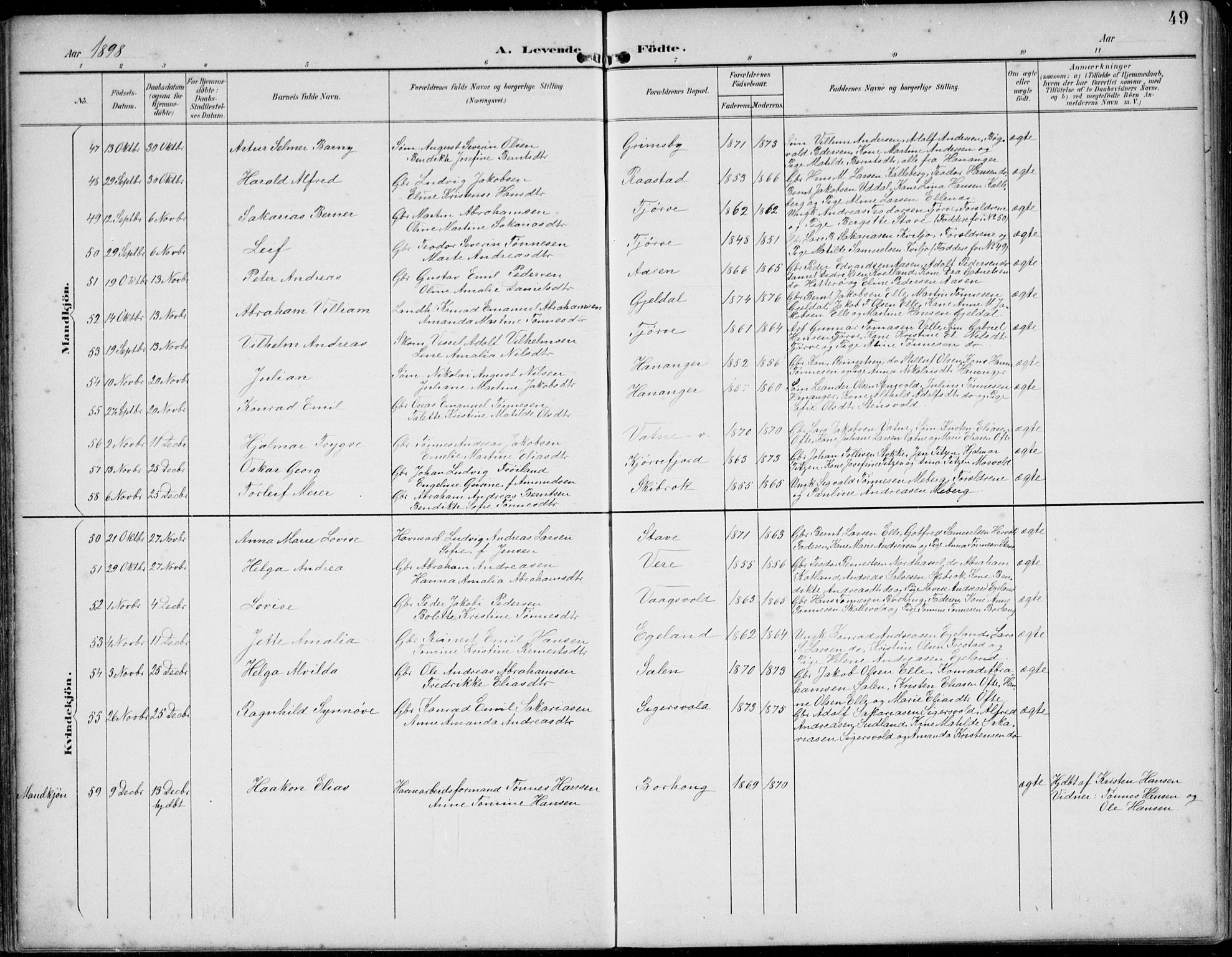 Lista sokneprestkontor, AV/SAK-1111-0027/F/Fb/L0005: Parish register (copy) no. B 5, 1892-1923, p. 49