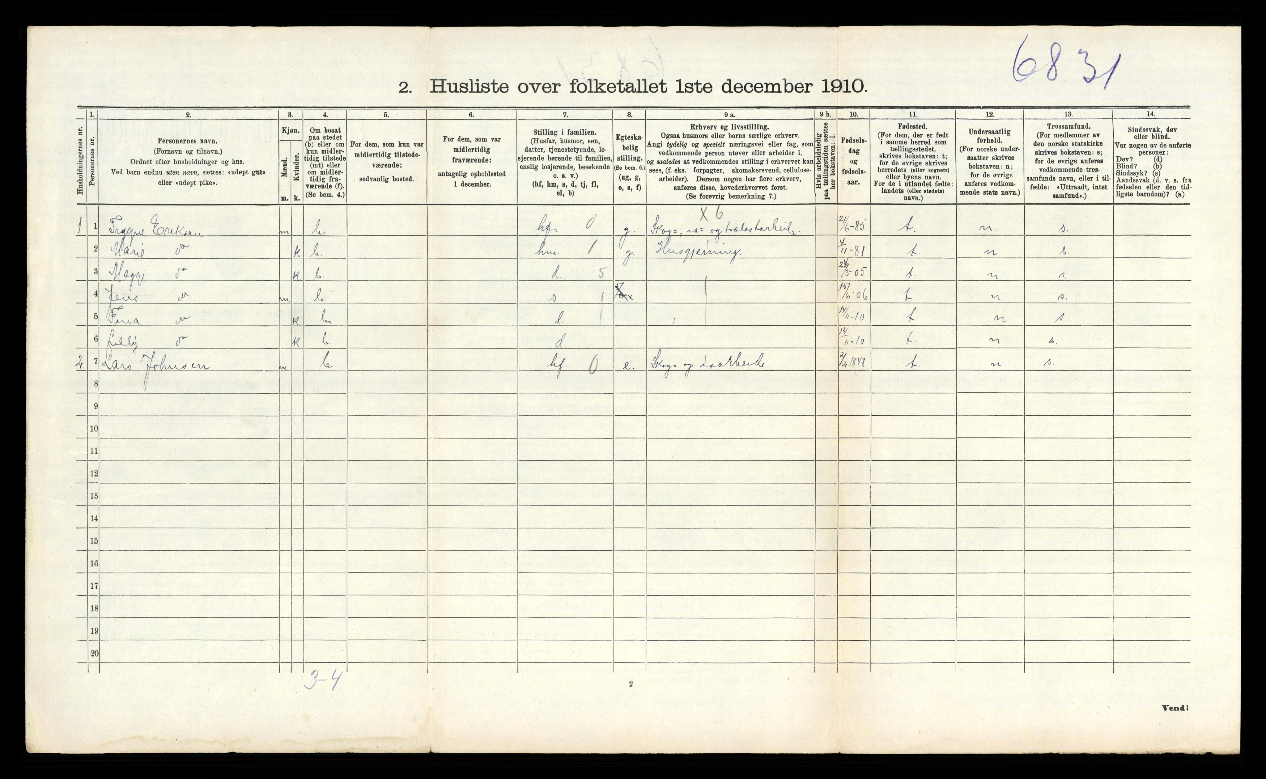 RA, 1910 census for Eidanger, 1910, p. 998