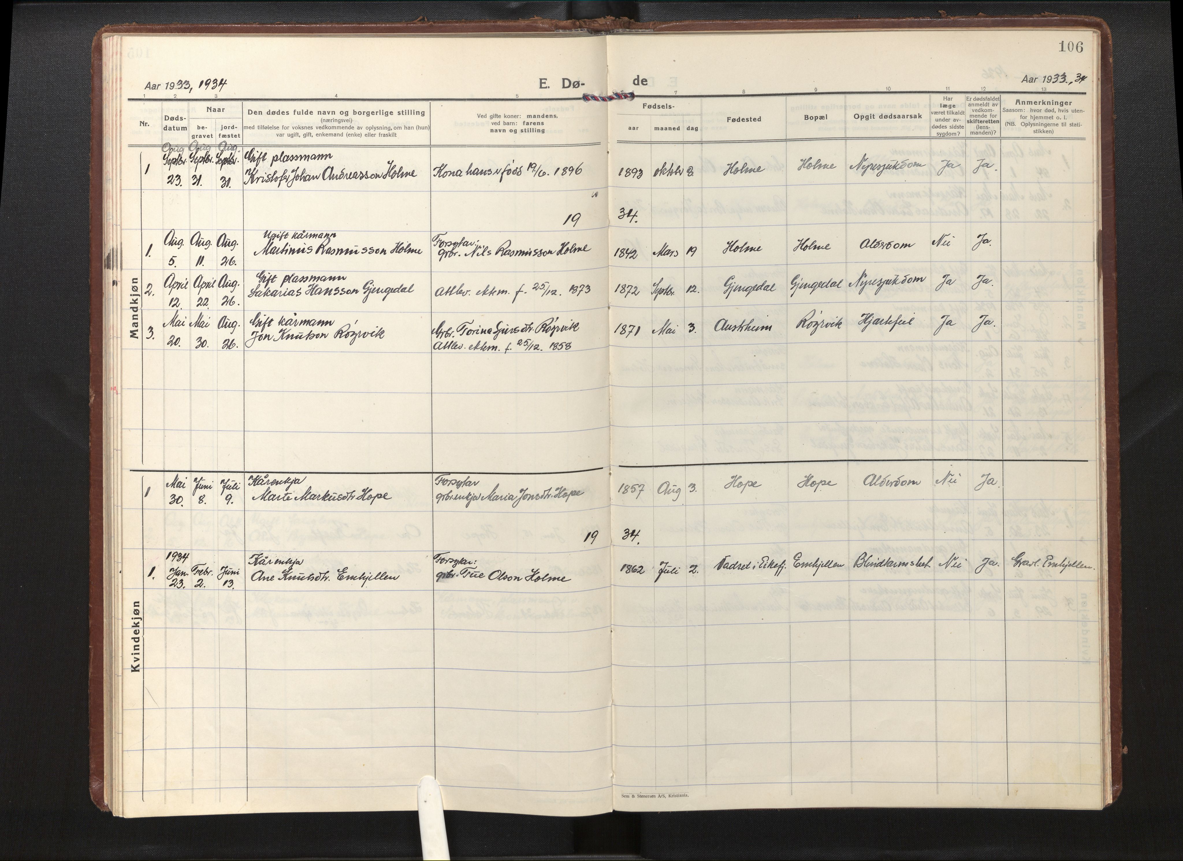 Gloppen sokneprestembete, AV/SAB-A-80101/H/Haa/Haae/L0003: Parish register (official) no. E 3, 1925-1951, p. 105b-106a