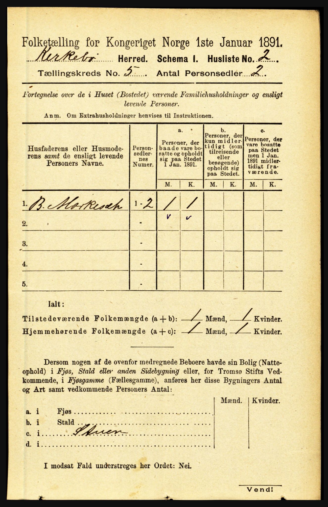 RA, 1891 census for 1416 Kyrkjebø, 1891, p. 1014