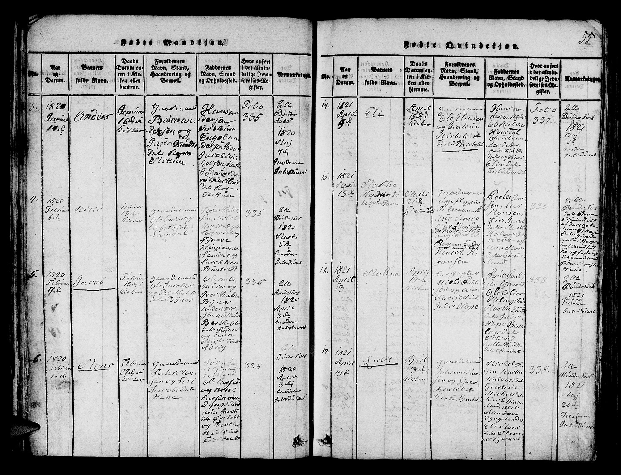 Fana Sokneprestembete, SAB/A-75101/H/Hab/Haba/L0001: Parish register (copy) no. A 1, 1816-1836, p. 55