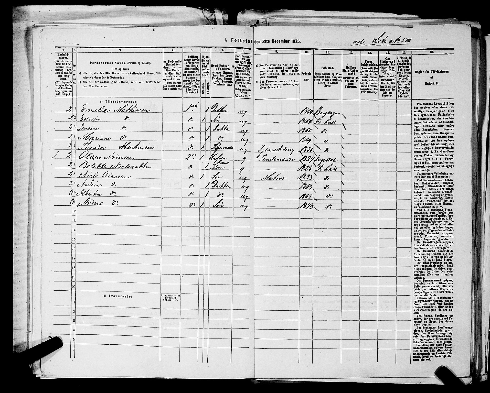 RA, 1875 census for 0101P Fredrikshald, 1875, p. 1154