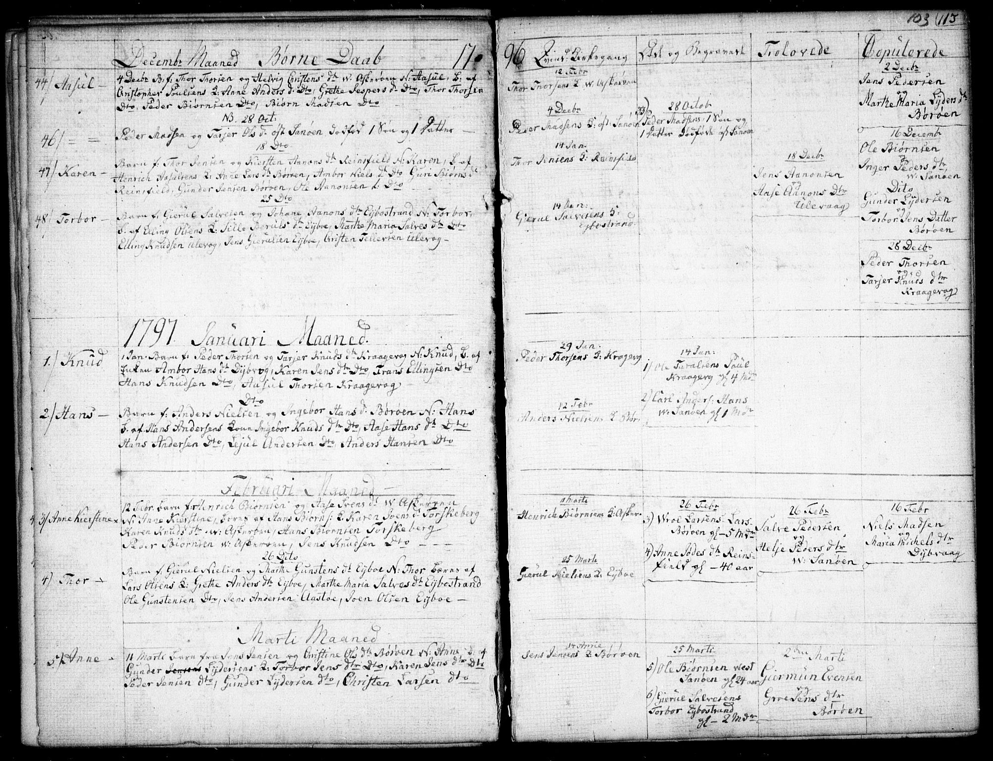 Dypvåg sokneprestkontor, SAK/1111-0007/F/Fb/Fba/L0007: Parish register (copy) no. B 7, 1762-1810, p. 103