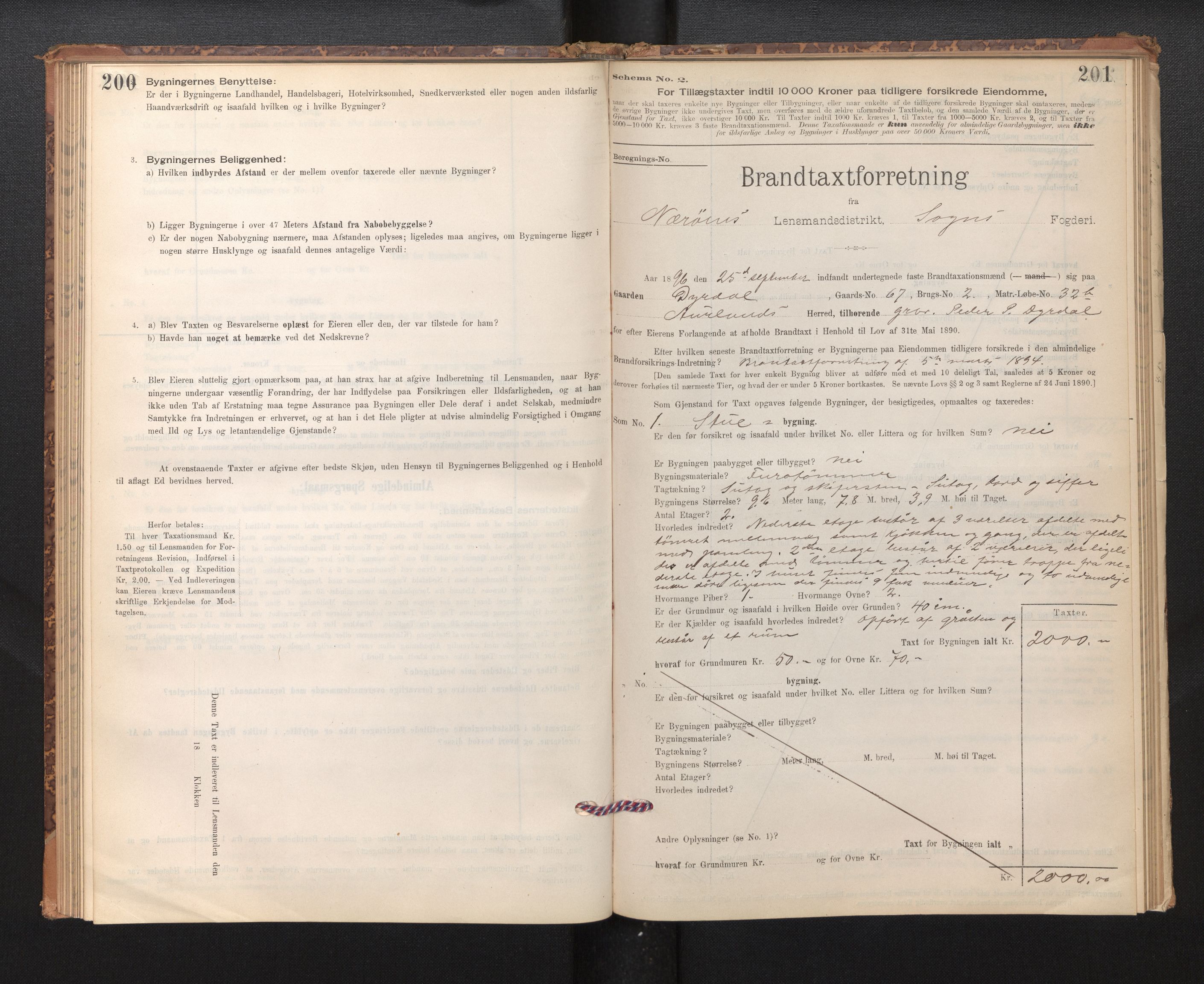 Lensmannen i Nærøy, AV/SAB-A-29601/0012/L0002: Branntakstprotokoll, 1896-1912, p. 200-201