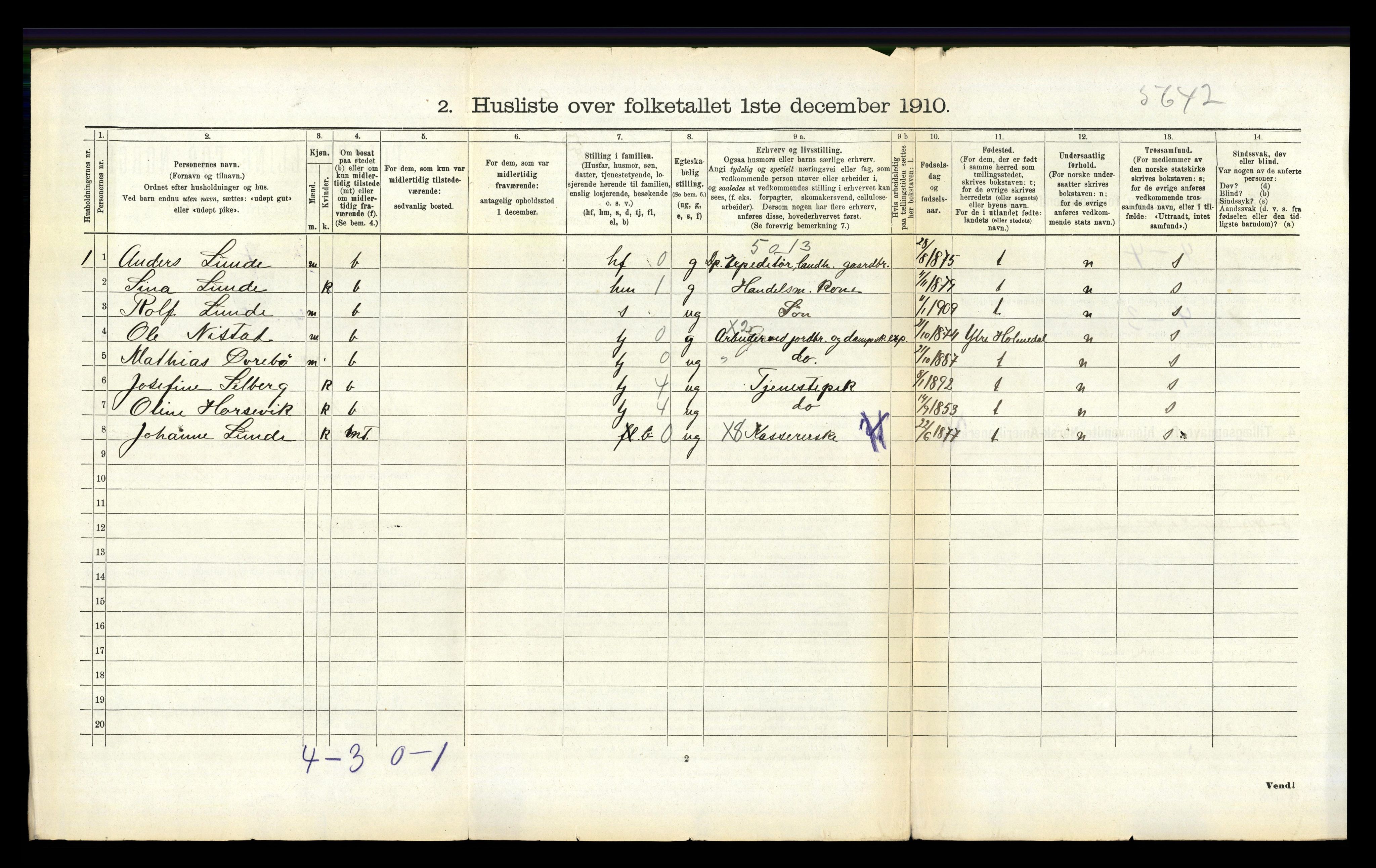 RA, 1910 census for Indre Holmedal, 1910, p. 1131