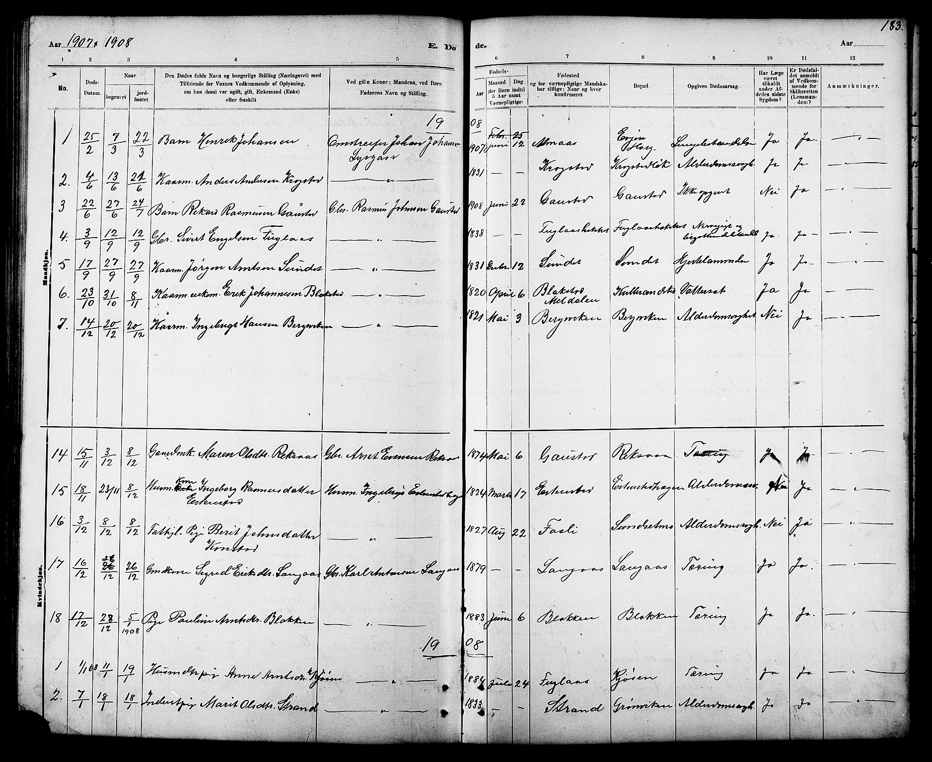 Ministerialprotokoller, klokkerbøker og fødselsregistre - Sør-Trøndelag, SAT/A-1456/694/L1132: Parish register (copy) no. 694C04, 1887-1914, p. 183