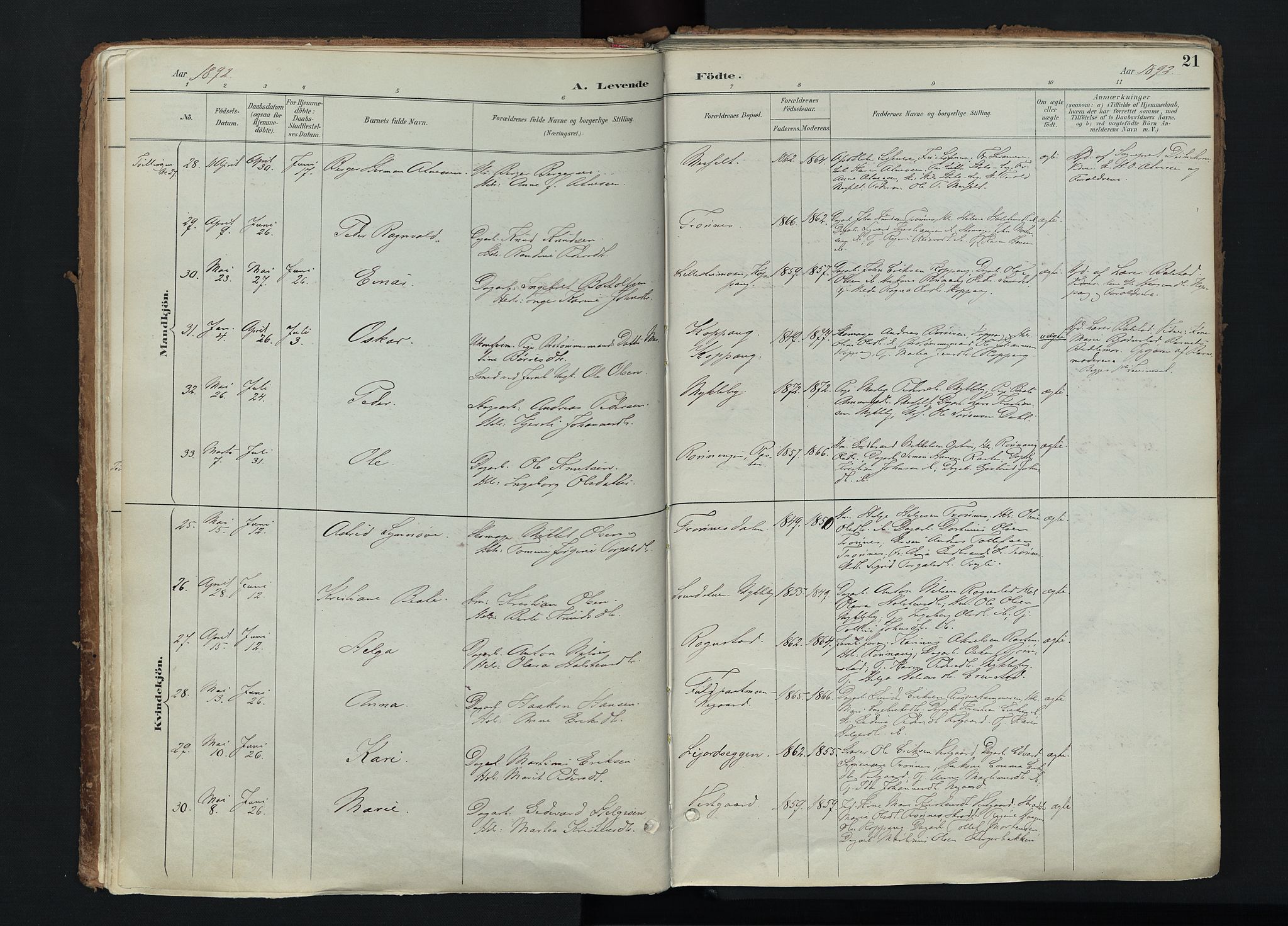 Stor-Elvdal prestekontor, AV/SAH-PREST-052/H/Ha/Haa/L0004: Parish register (official) no. 4, 1890-1922, p. 21