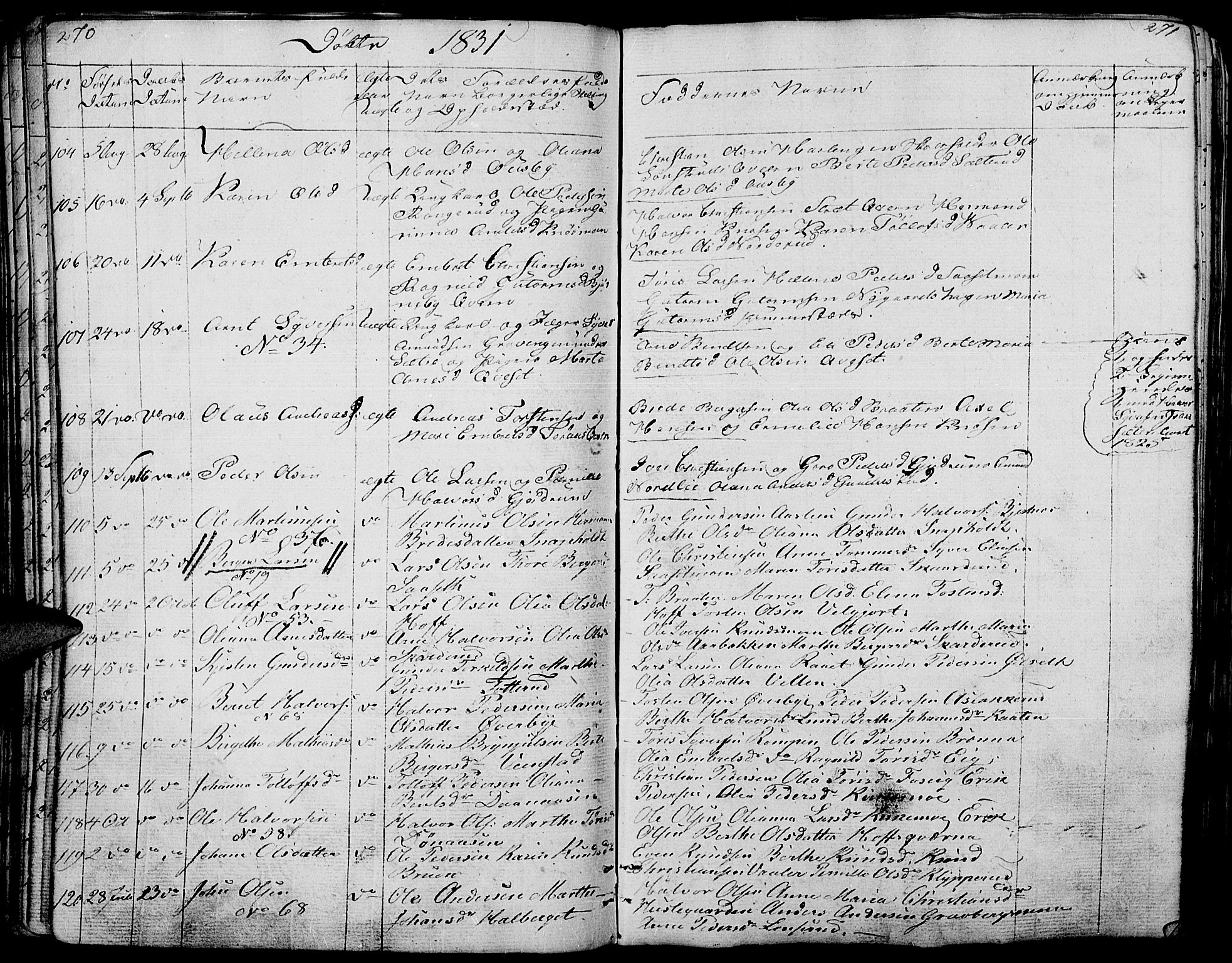 Hof prestekontor, AV/SAH-PREST-038/H/Ha/Haa/L0006: Parish register (official) no. 6, 1822-1841, p. 270-271