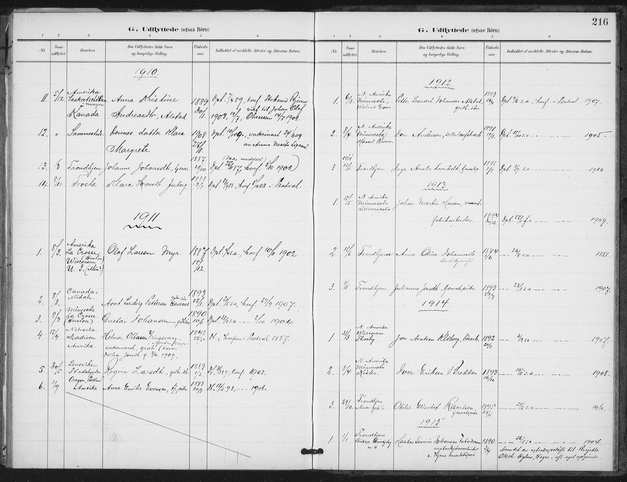 Ministerialprotokoller, klokkerbøker og fødselsregistre - Nord-Trøndelag, SAT/A-1458/712/L0101: Parish register (official) no. 712A02, 1901-1916, p. 216