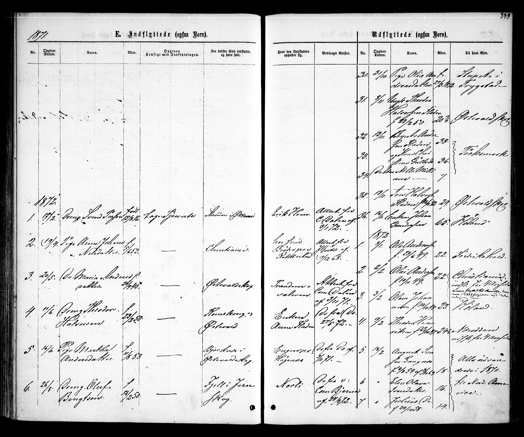 Rødenes prestekontor Kirkebøker, AV/SAO-A-2005/F/Fa/L0008: Parish register (official) no. I 8, 1869-1879, p. 339