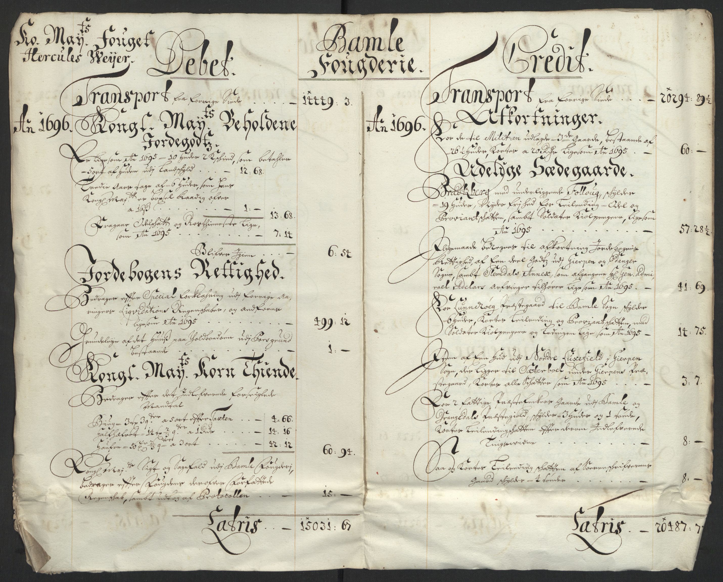 Rentekammeret inntil 1814, Reviderte regnskaper, Fogderegnskap, AV/RA-EA-4092/R36/L2094: Fogderegnskap Øvre og Nedre Telemark og Bamble, 1696, p. 26