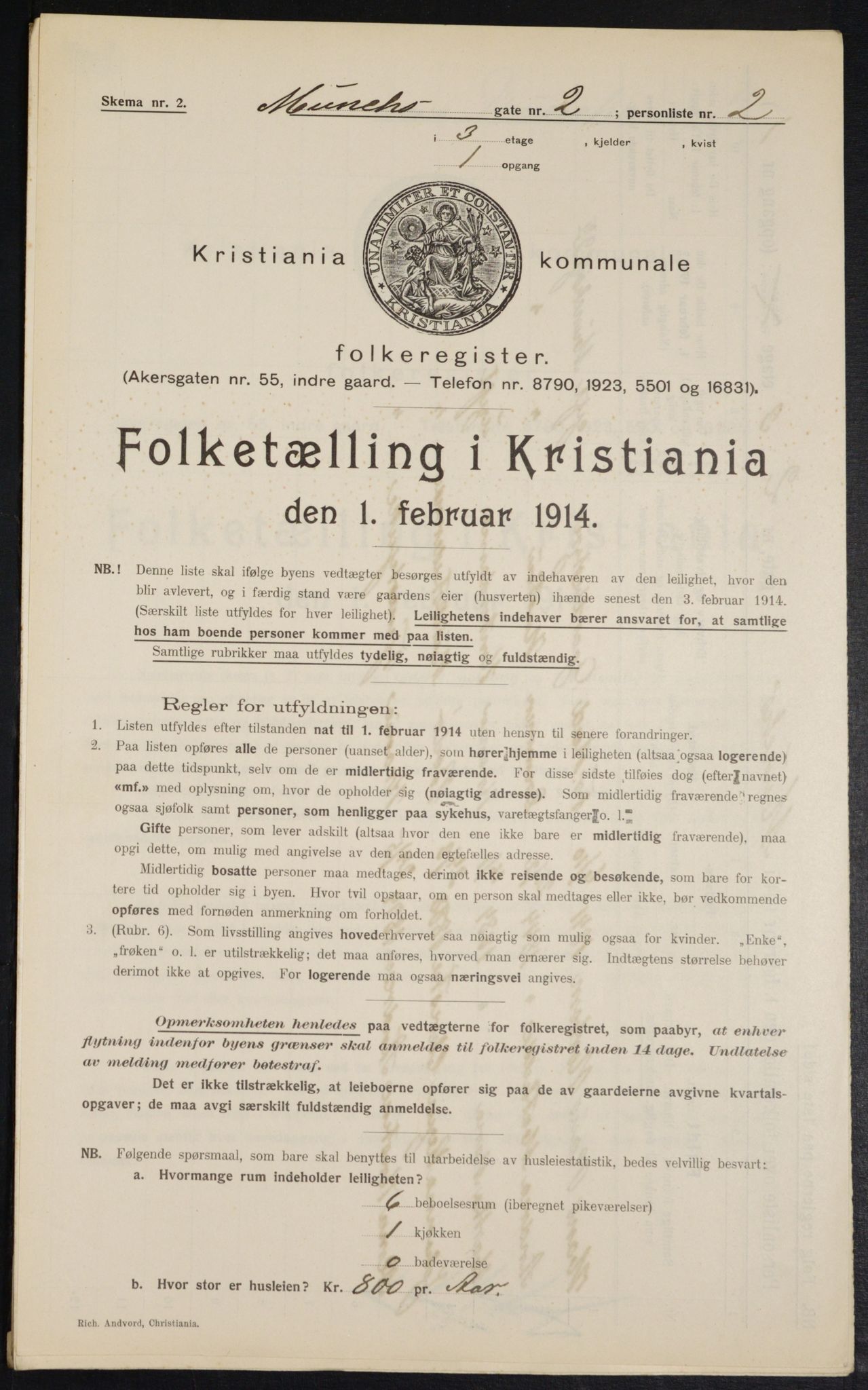 OBA, Municipal Census 1914 for Kristiania, 1914, p. 66613