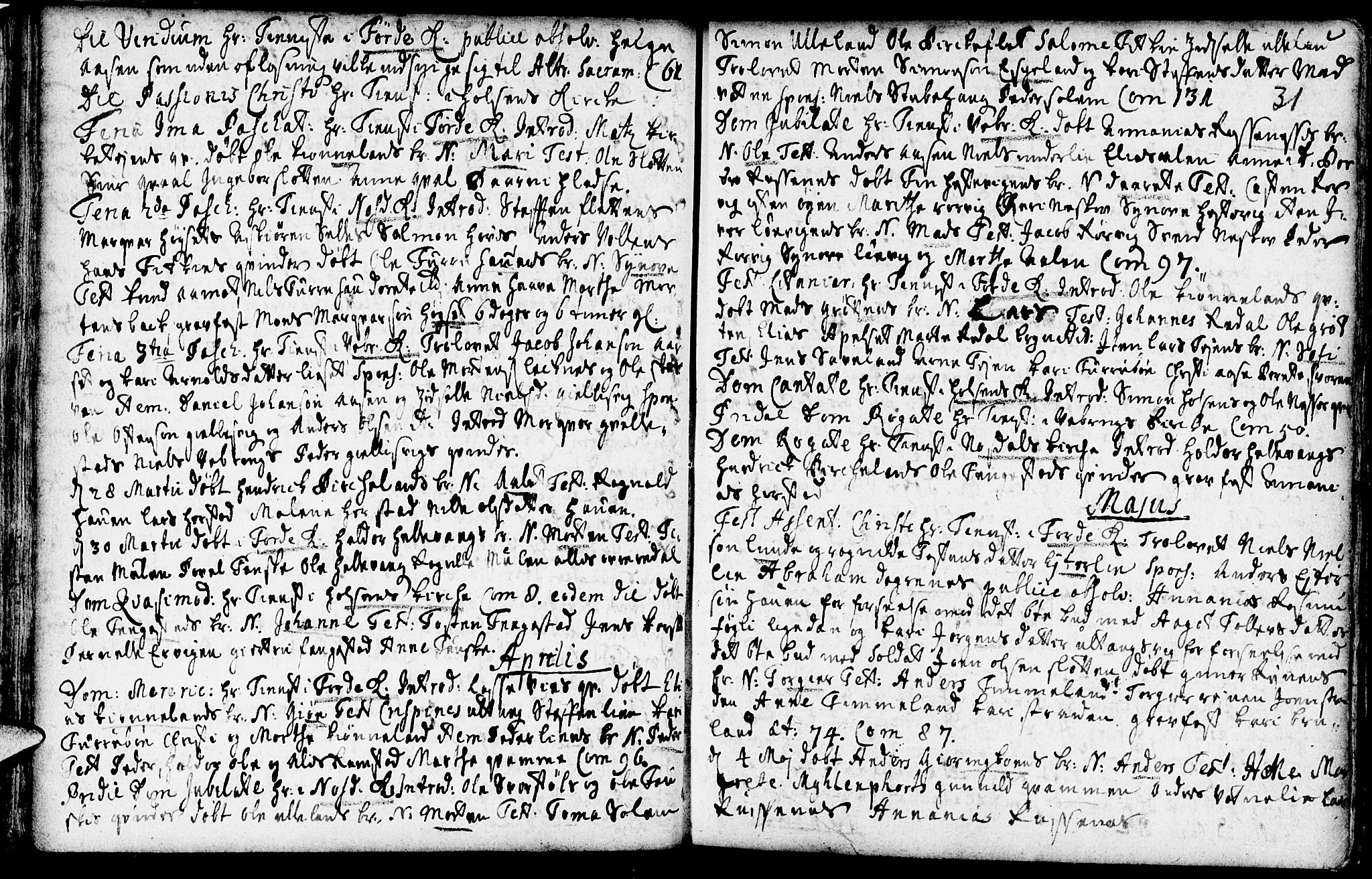 Førde sokneprestembete, AV/SAB-A-79901/H/Haa/Haaa/L0002: Parish register (official) no. A 2, 1728-1748, p. 31