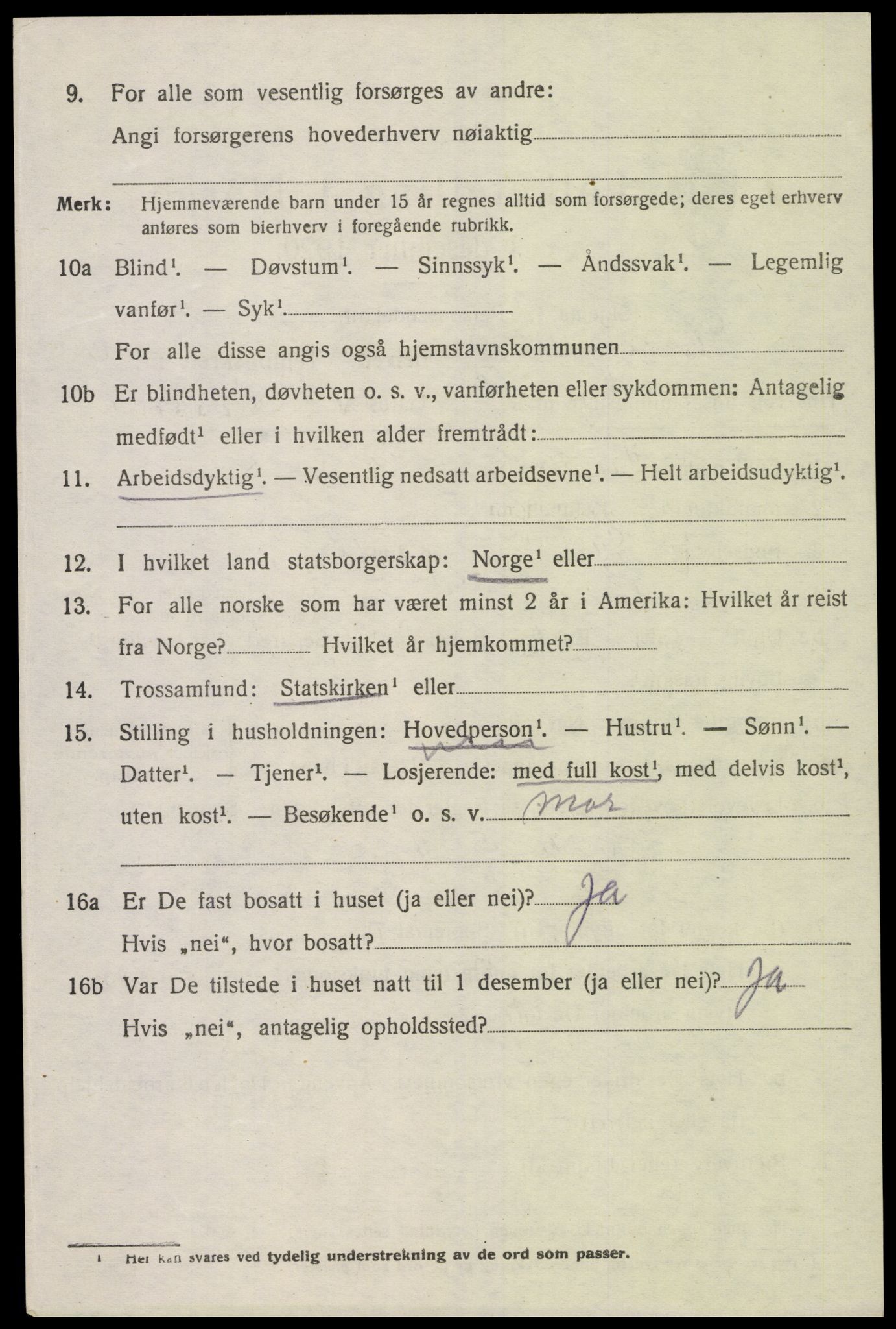 SAK, 1920 census for Spangereid, 1920, p. 2256