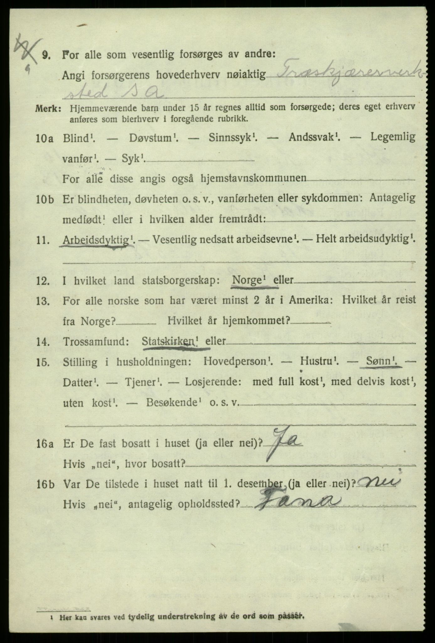 SAB, 1920 census for Kvam, 1920, p. 7020