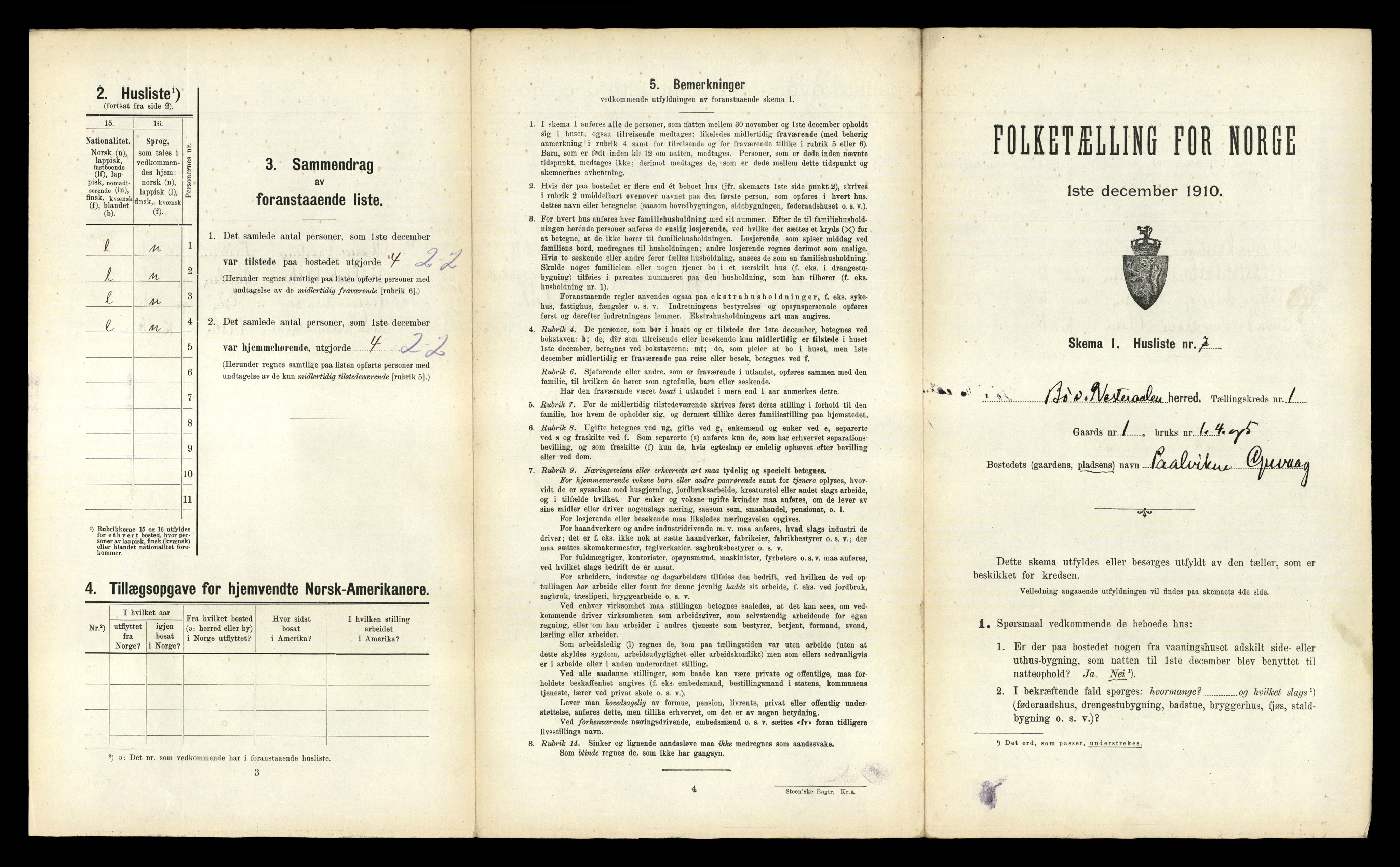 RA, 1910 census for Bø, 1910, p. 65