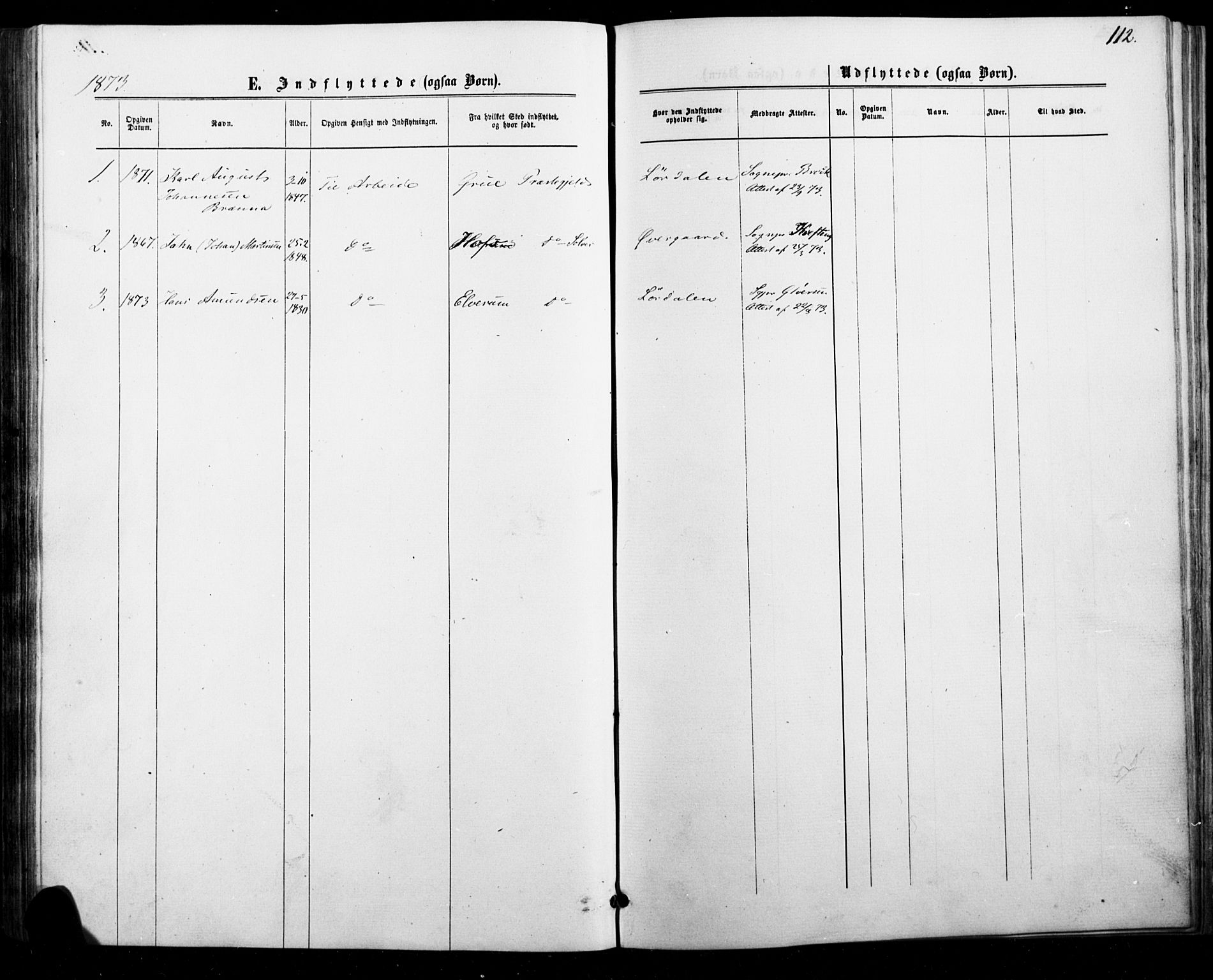 Trysil prestekontor, SAH/PREST-046/H/Ha/Haa/L0010: Parish register (official) no. 10, 1872-1895, p. 112
