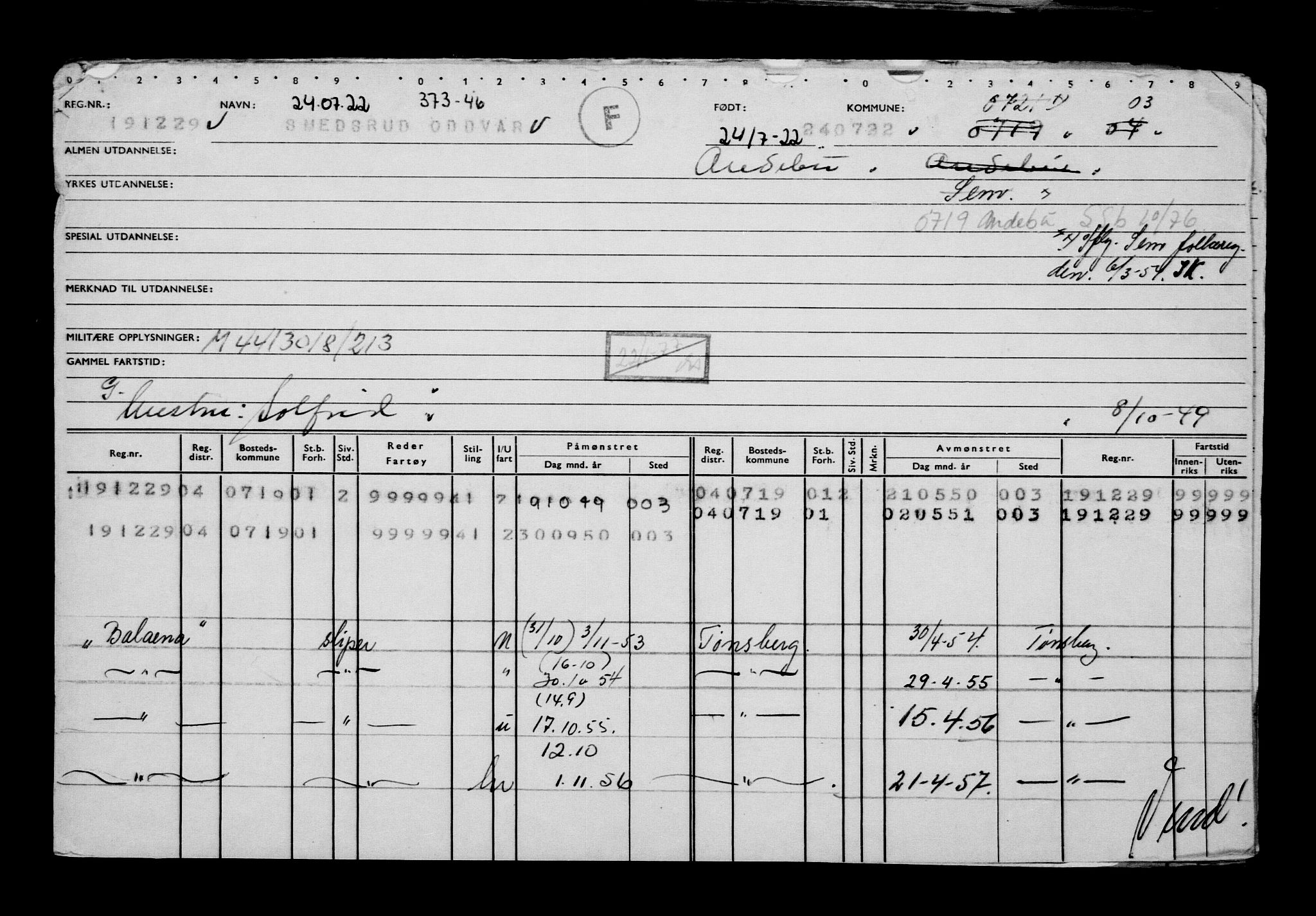 Direktoratet for sjømenn, AV/RA-S-3545/G/Gb/L0209: Hovedkort, 1922, p. 102