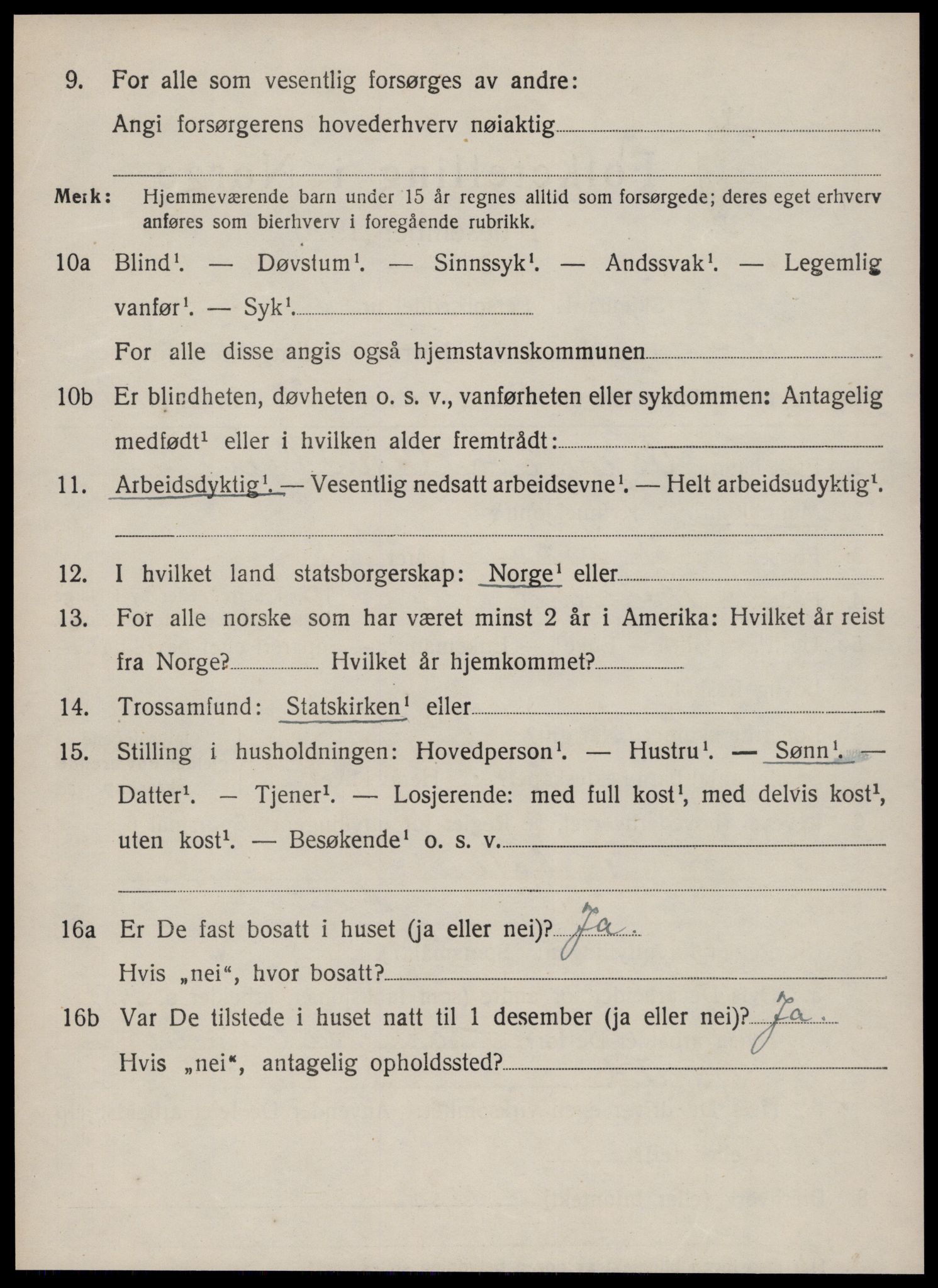 SAT, 1920 census for Borgund, 1920, p. 9309