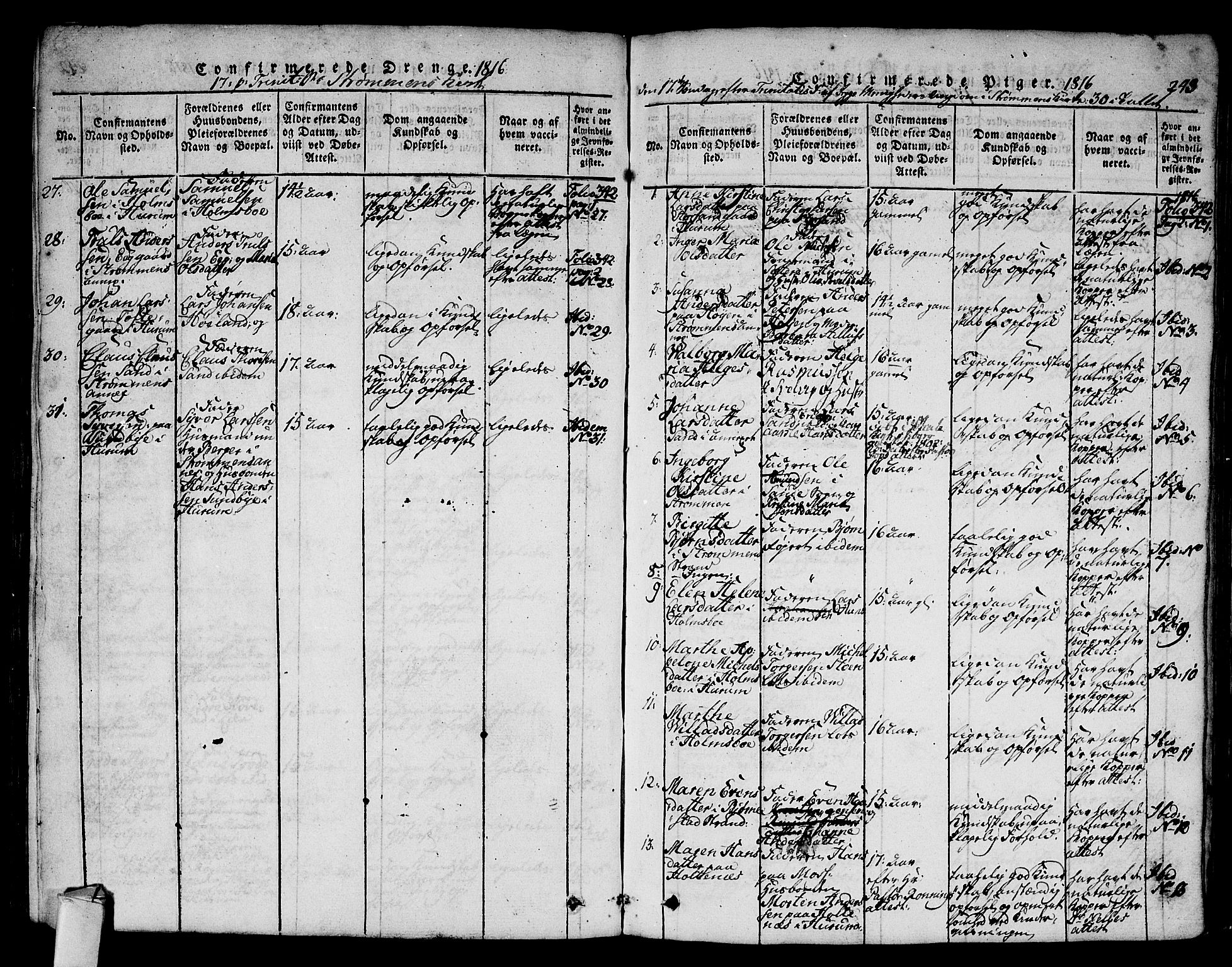 Hurum kirkebøker, SAKO/A-229/F/Fa/L0009: Parish register (official) no. 9, 1816-1826, p. 243