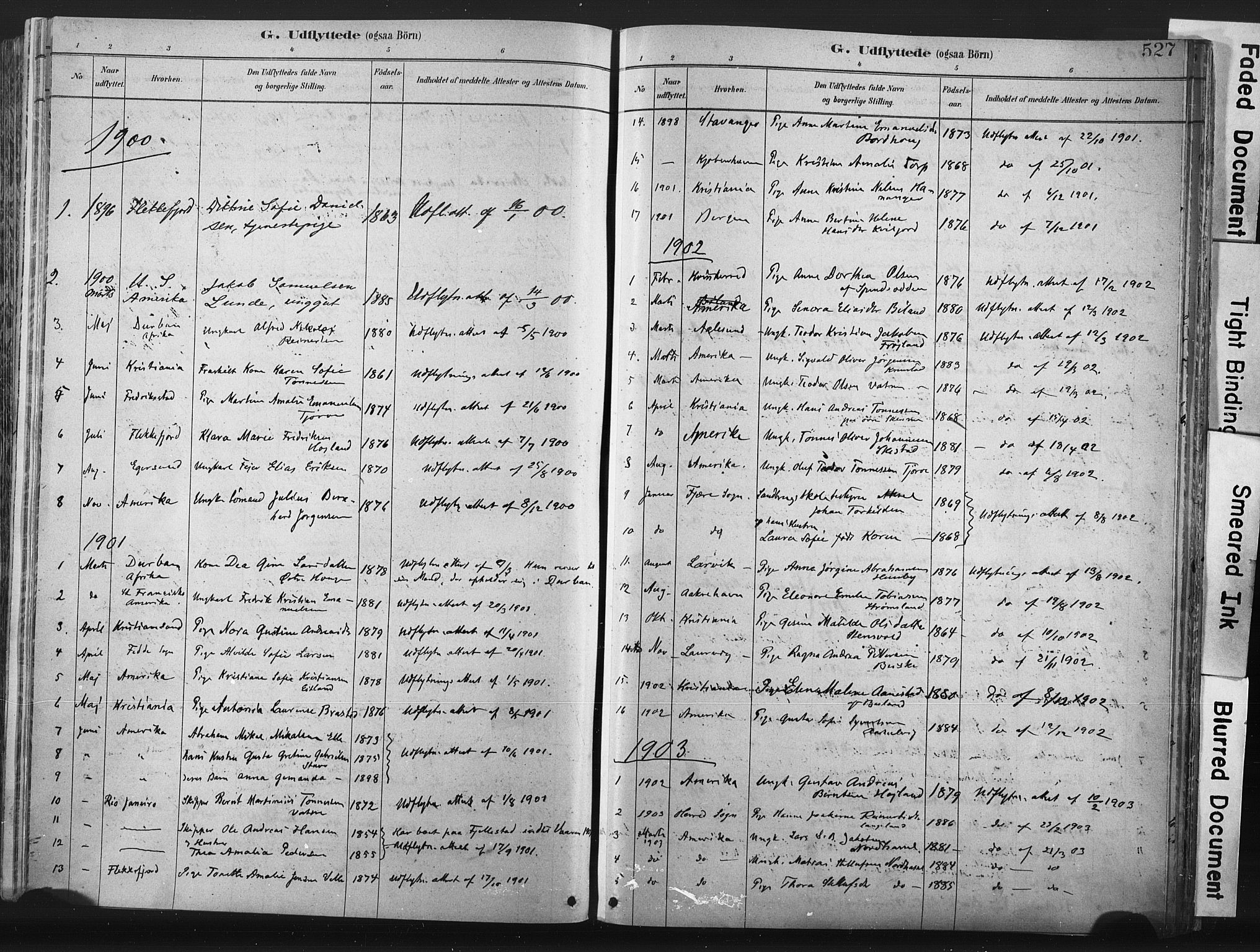 Lista sokneprestkontor, SAK/1111-0027/F/Fa/L0012: Parish register (official) no. A 12, 1879-1903, p. 527