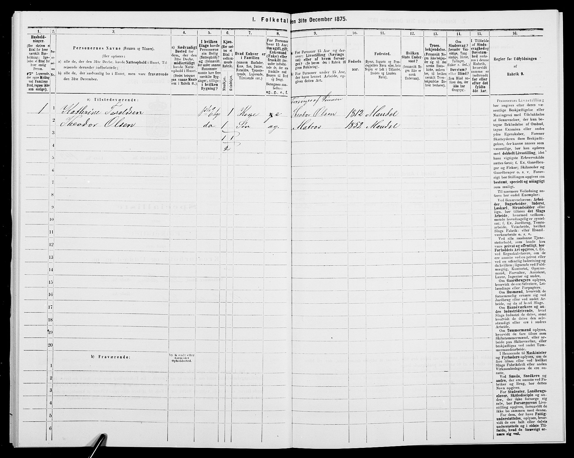 SAK, 1875 census for 1002B Mandal/Mandal, 1875, p. 312