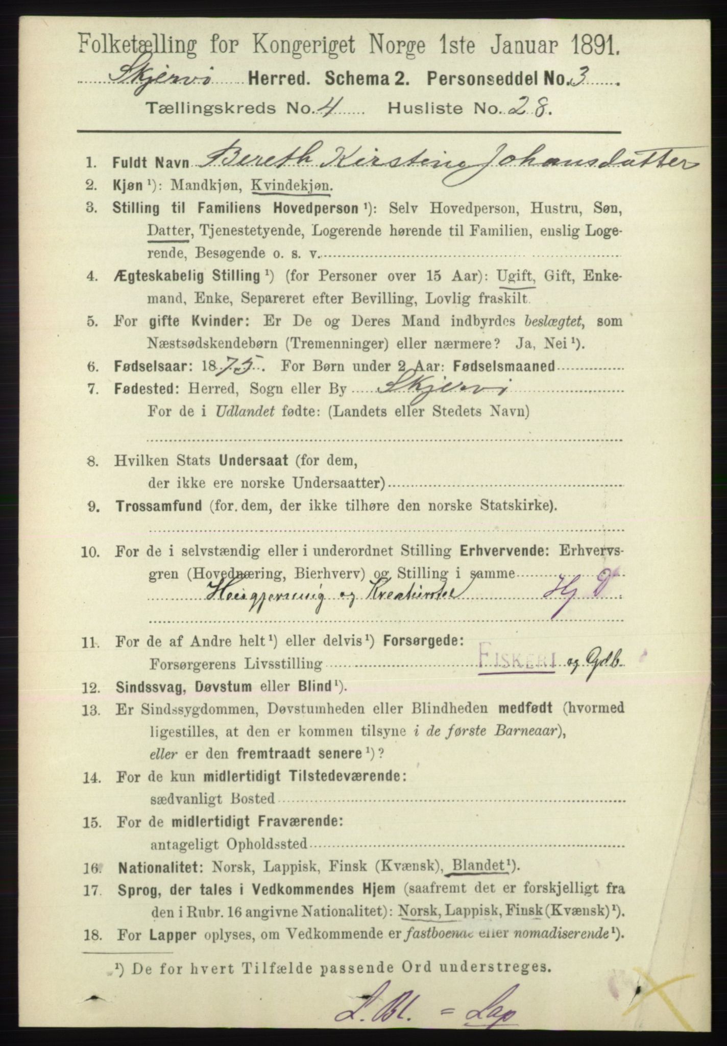 RA, 1891 census for 1941 Skjervøy, 1891, p. 2503