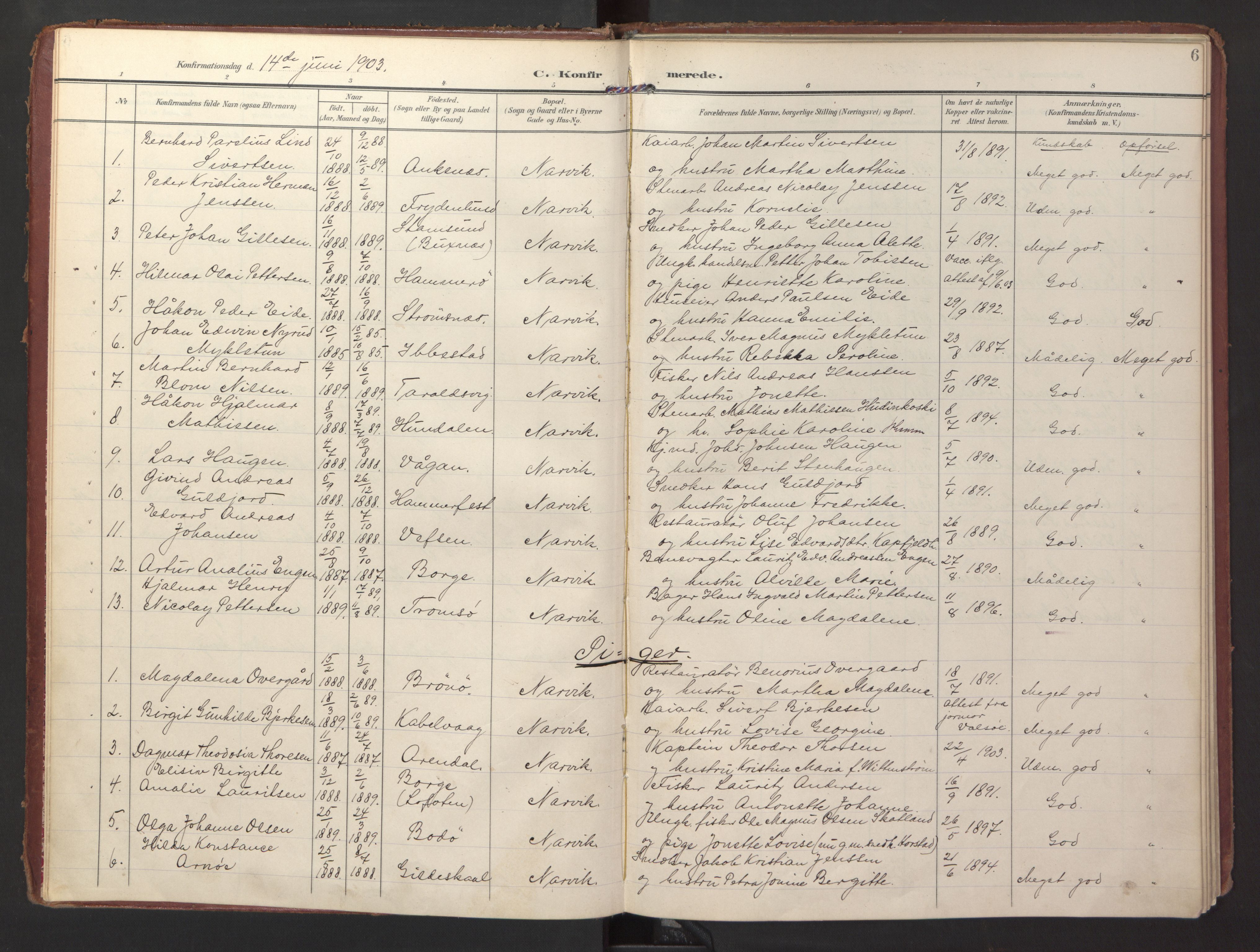 Ministerialprotokoller, klokkerbøker og fødselsregistre - Nordland, SAT/A-1459/871/L0998: Parish register (official) no. 871A14, 1902-1921, p. 6