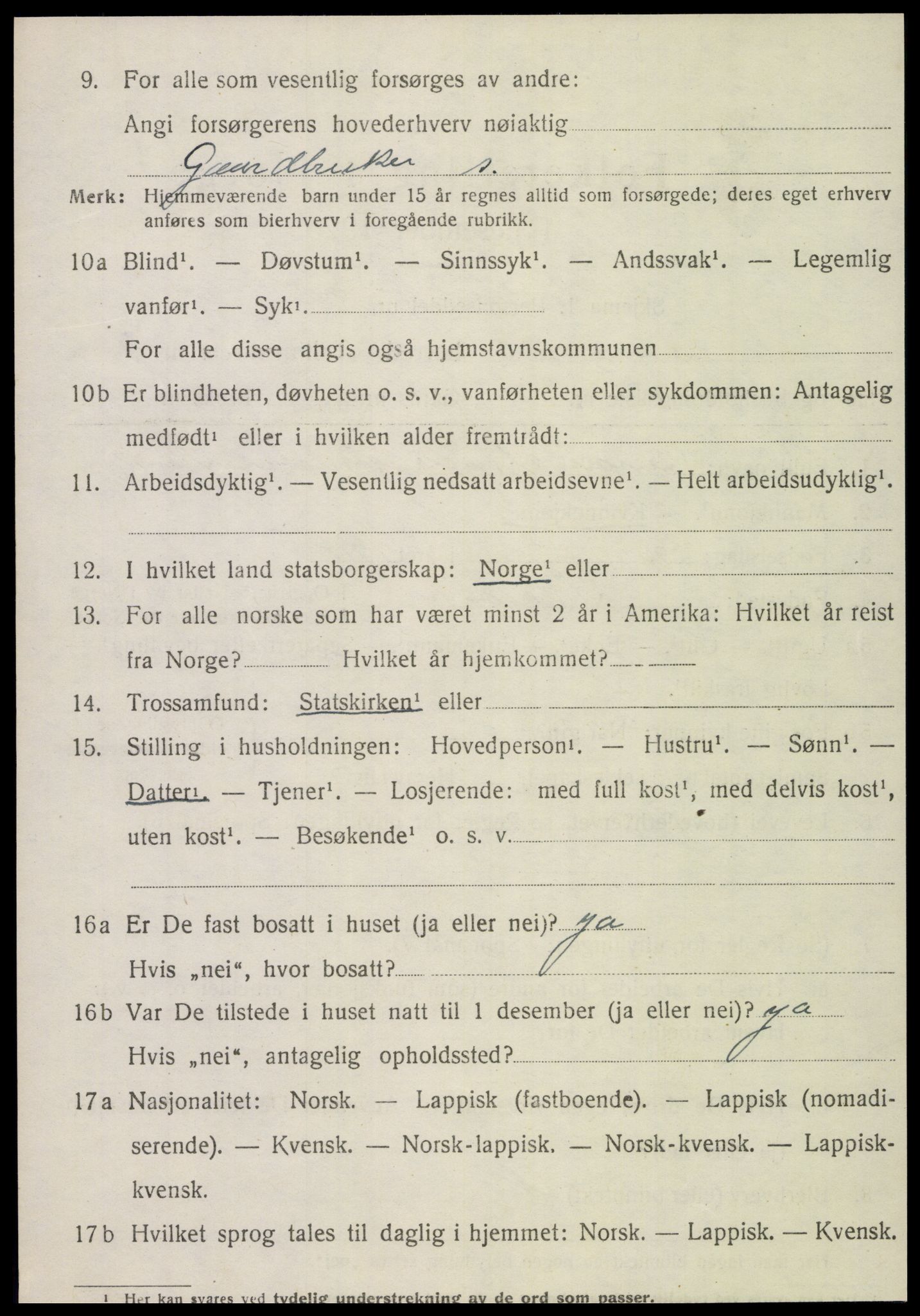 SAT, 1920 census for Snåsa, 1920, p. 5021