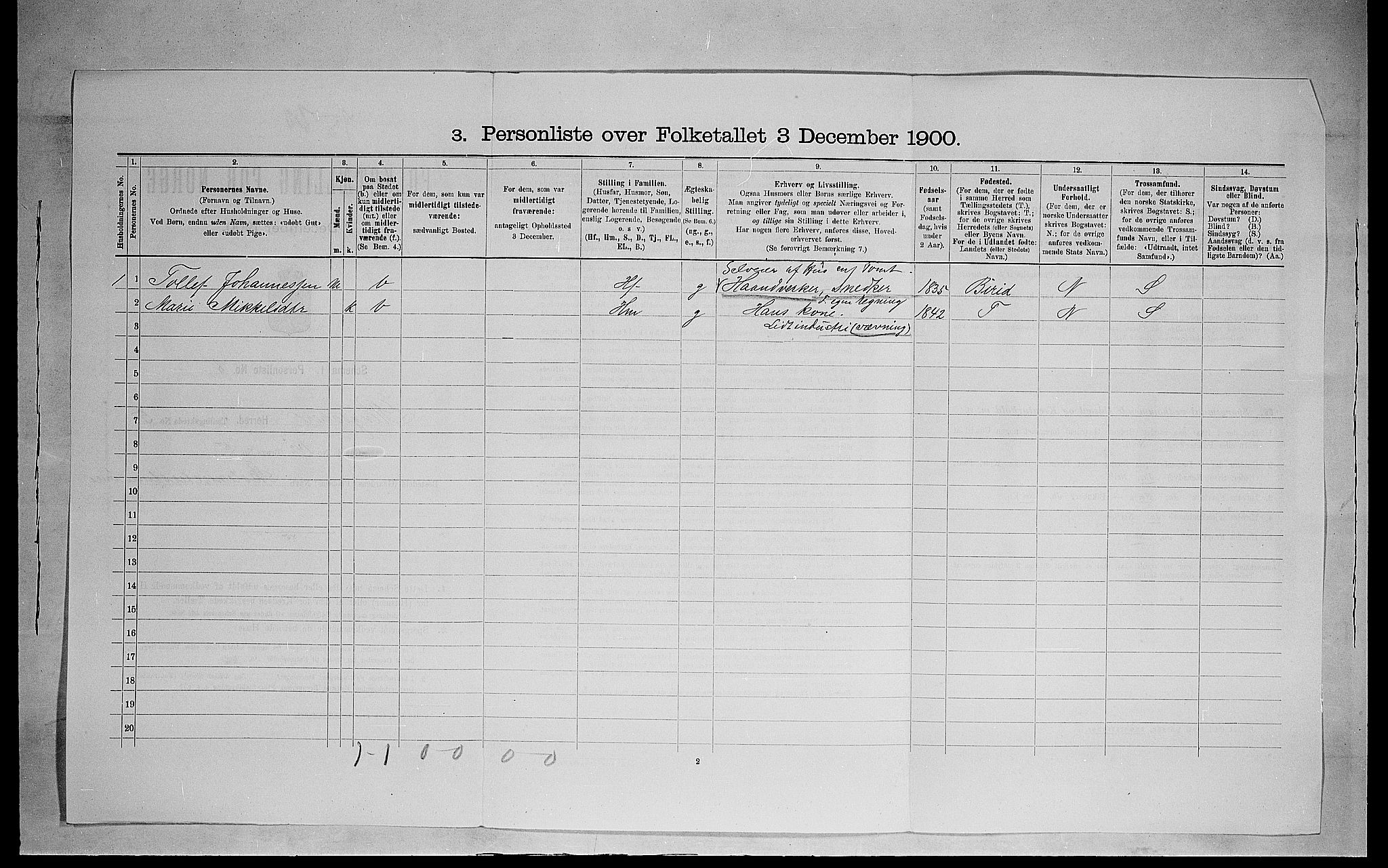 SAH, 1900 census for Ringsaker, 1900, p. 1064