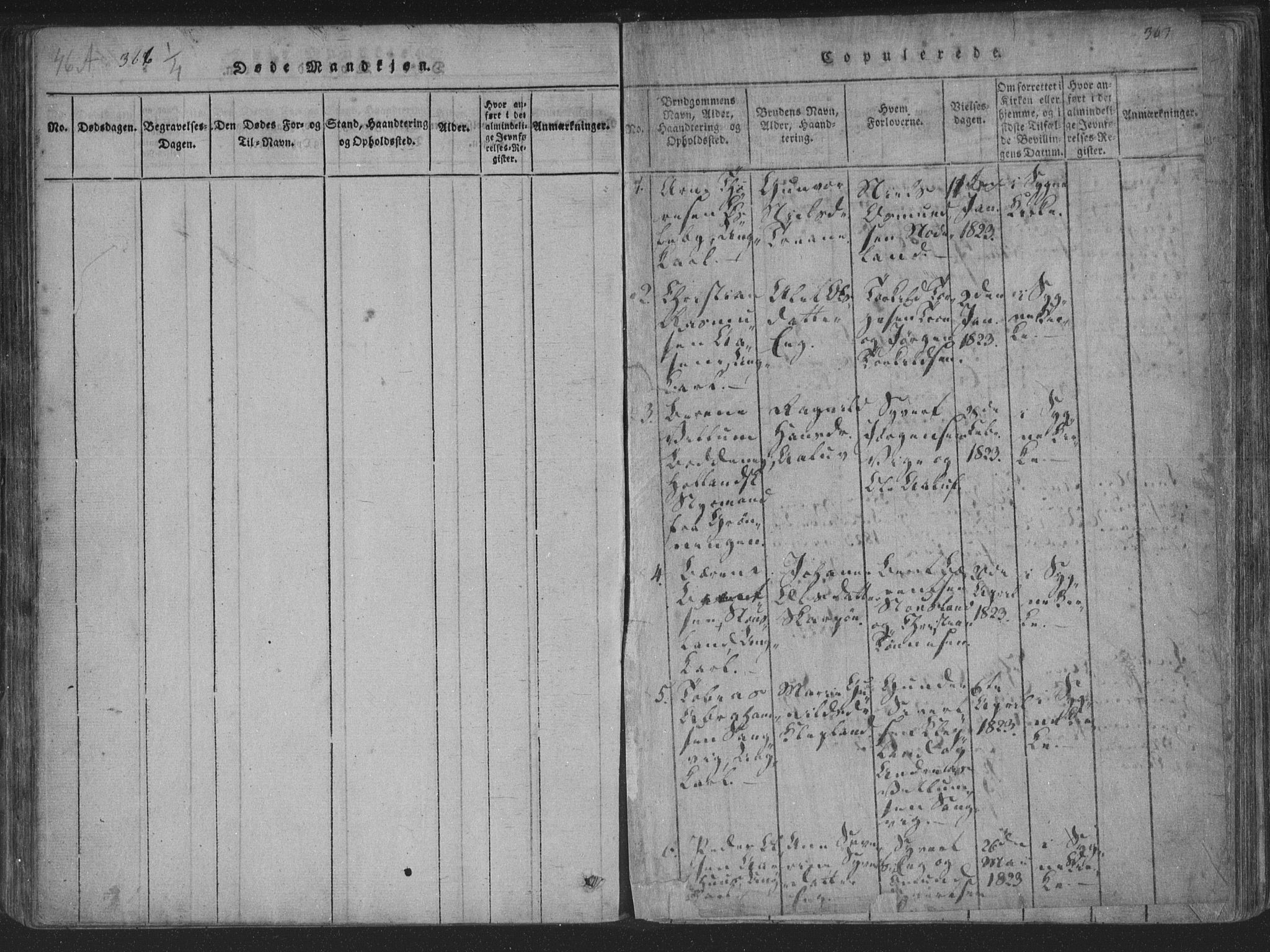 Søgne sokneprestkontor, SAK/1111-0037/F/Fa/Fab/L0008: Parish register (official) no. A 8, 1821-1838, p. 366-367