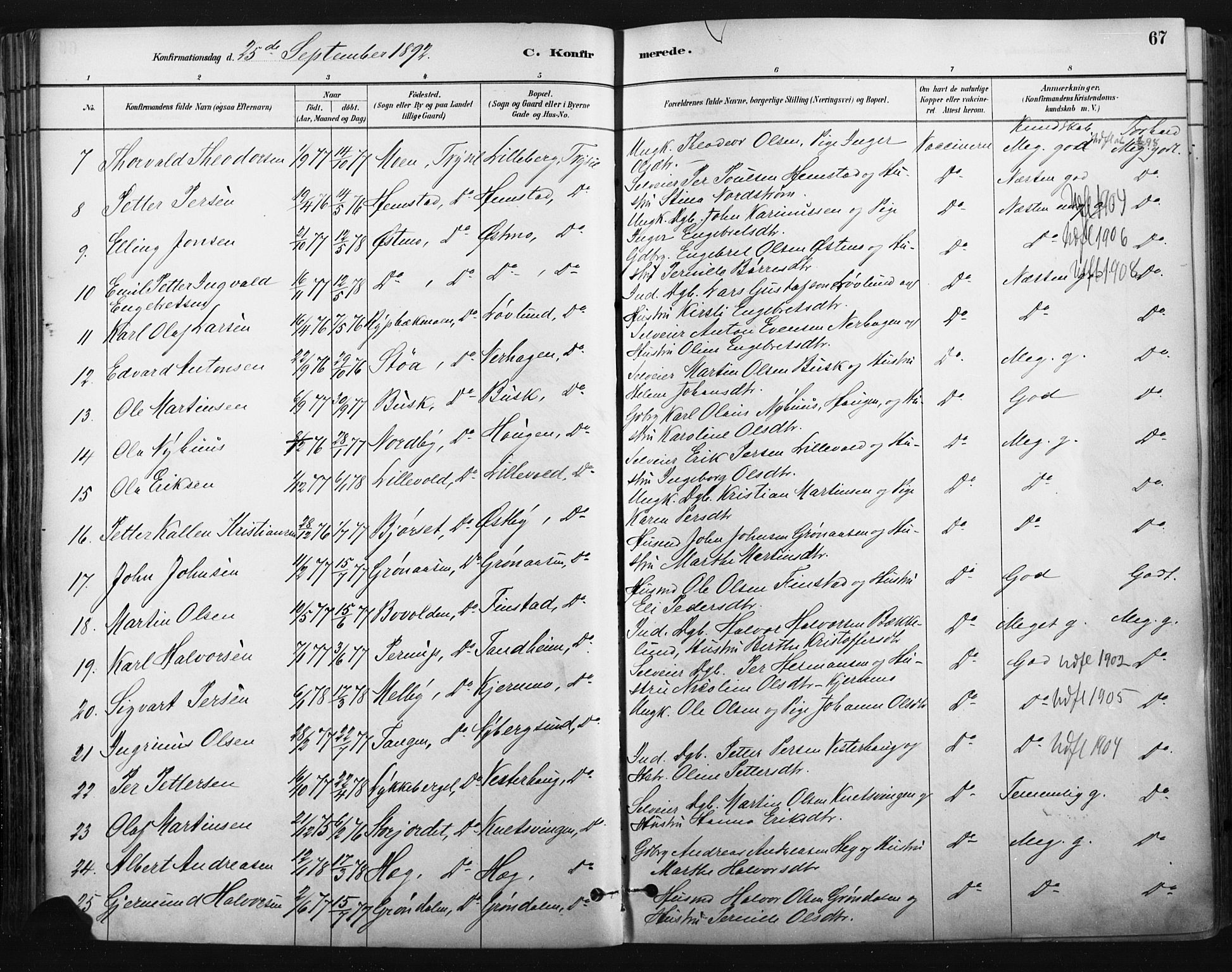 Trysil prestekontor, AV/SAH-PREST-046/H/Ha/Haa/L0009: Parish register (official) no. 9, 1881-1897, p. 67