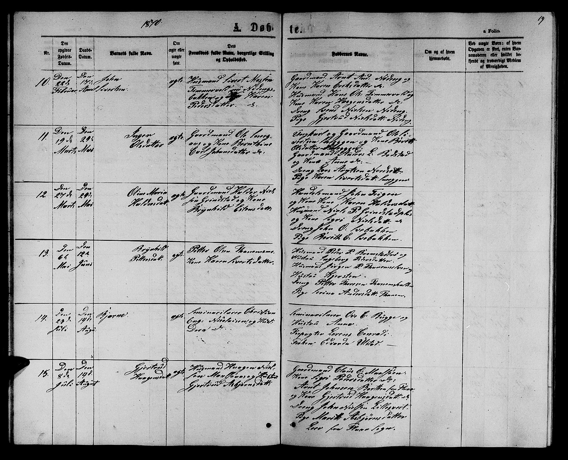 Ministerialprotokoller, klokkerbøker og fødselsregistre - Sør-Trøndelag, SAT/A-1456/618/L0451: Parish register (copy) no. 618C02, 1865-1883, p. 19