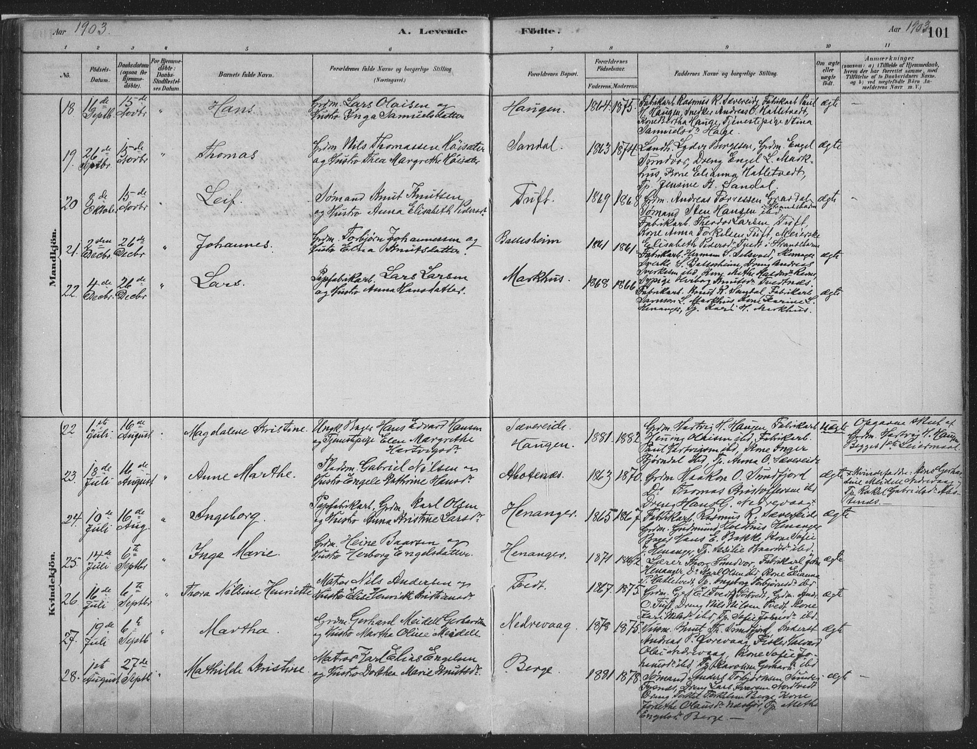 Fusa sokneprestembete, SAB/A-75401/H/Haa: Parish register (official) no. D 1, 1880-1938, p. 101