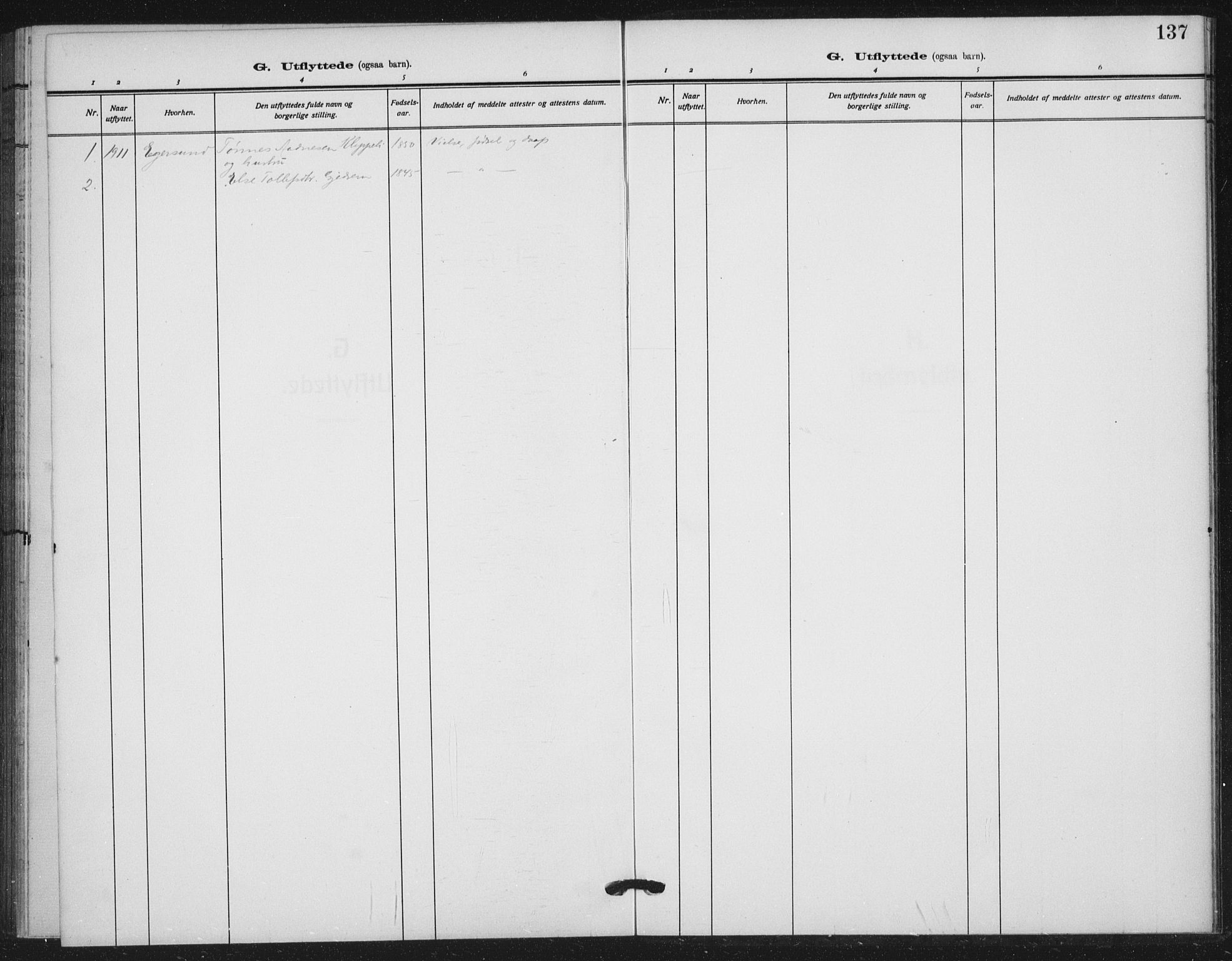 Helleland sokneprestkontor, SAST/A-101810: Parish register (official) no. A 11, 1909-1922, p. 137