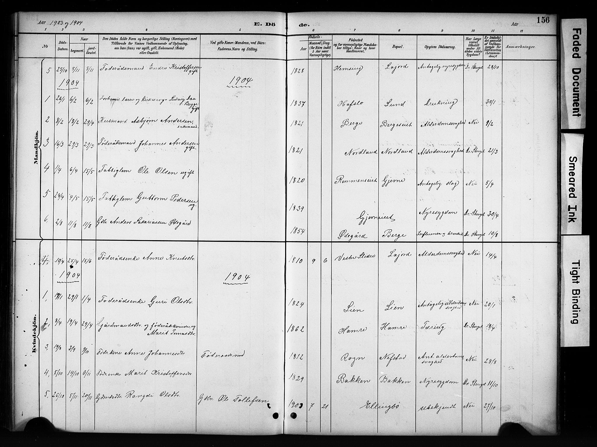 Vang prestekontor, Valdres, SAH/PREST-140/H/Hb/L0006: Parish register (copy) no. 6, 1893-1918, p. 156