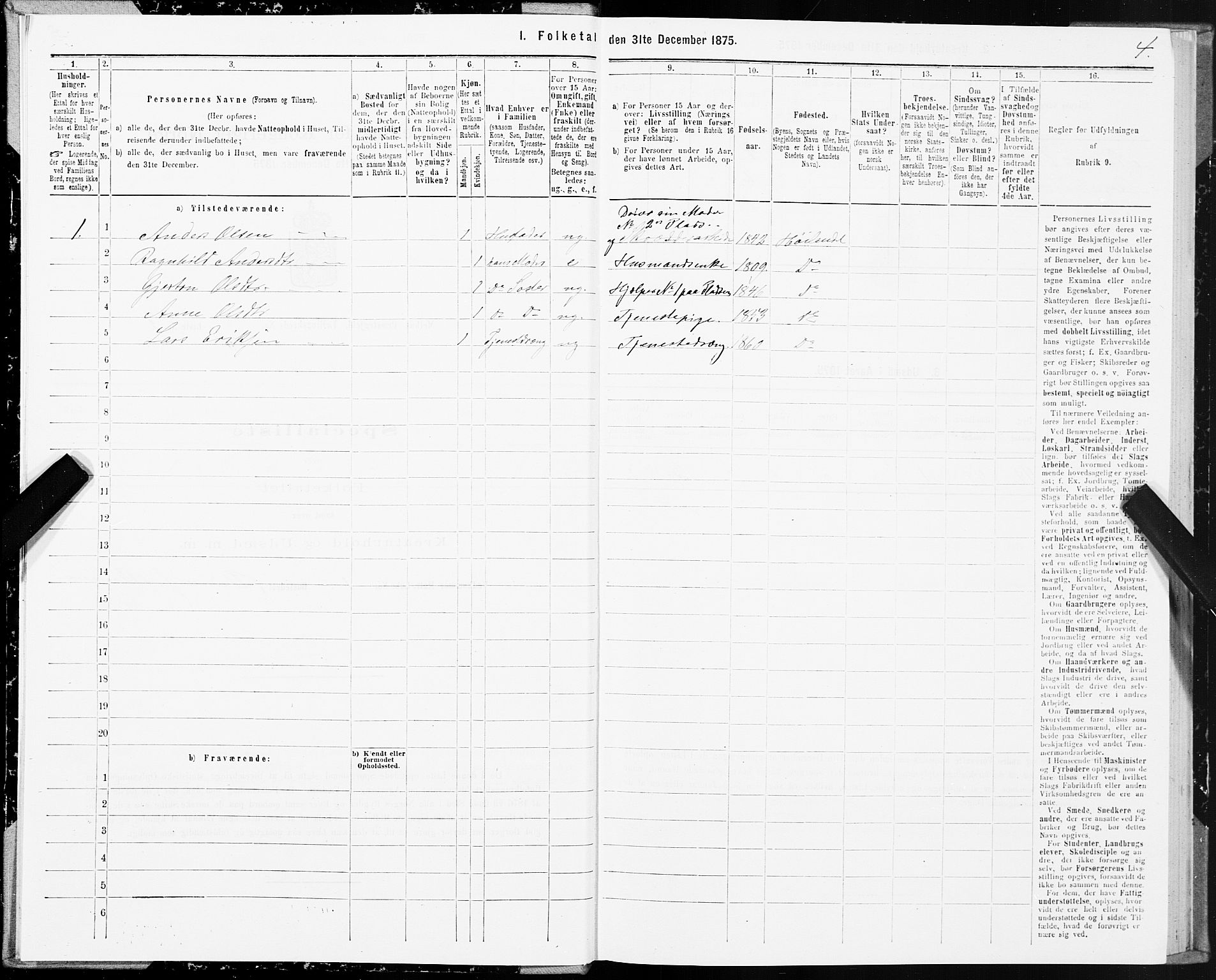 SAT, 1875 census for 1653P Melhus, 1875, p. 5004