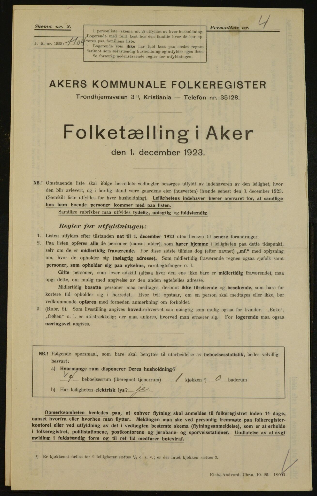 , Municipal Census 1923 for Aker, 1923, p. 29525