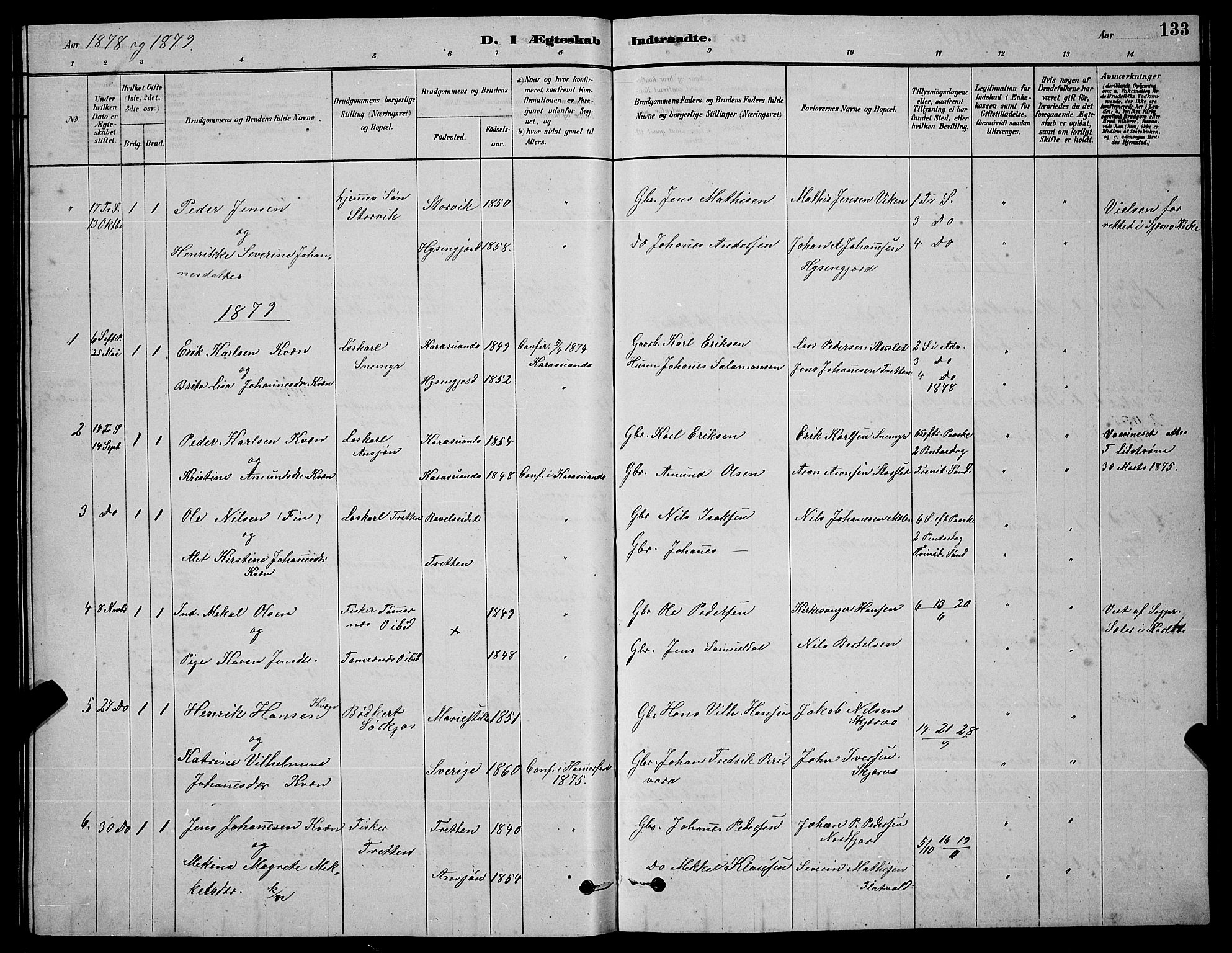 Skjervøy sokneprestkontor, SATØ/S-1300/H/Ha/Hab/L0020klokker: Parish register (copy) no. 20, 1878-1892, p. 133