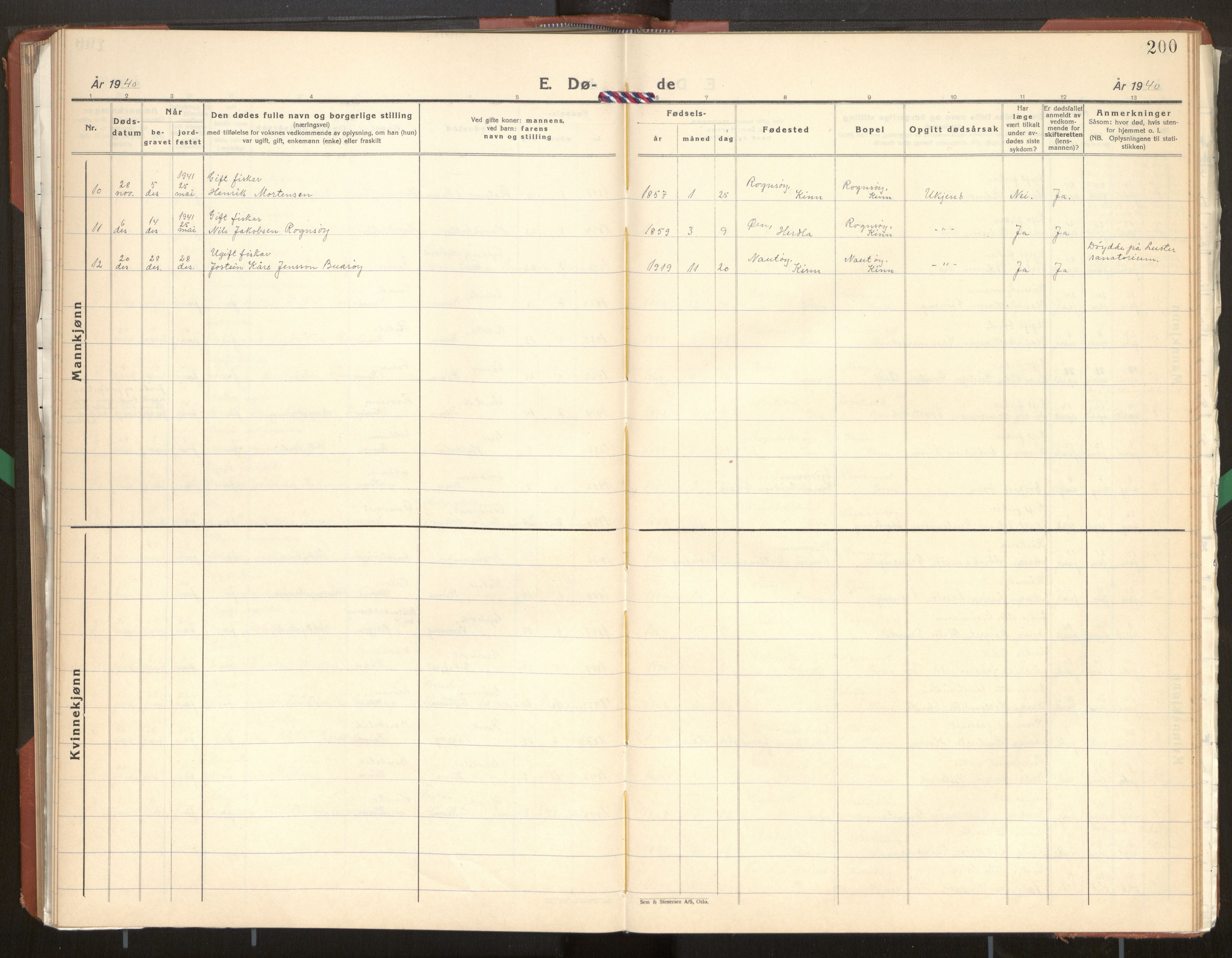 Kinn sokneprestembete, AV/SAB-A-80801/H/Hab/Haba/L0003: Parish register (copy) no. A 3, 1939-1960, p. 200