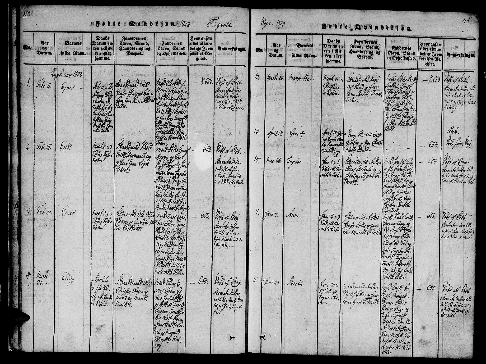 Ministerialprotokoller, klokkerbøker og fødselsregistre - Møre og Romsdal, AV/SAT-A-1454/586/L0982: Parish register (official) no. 586A08, 1819-1829, p. 40-41