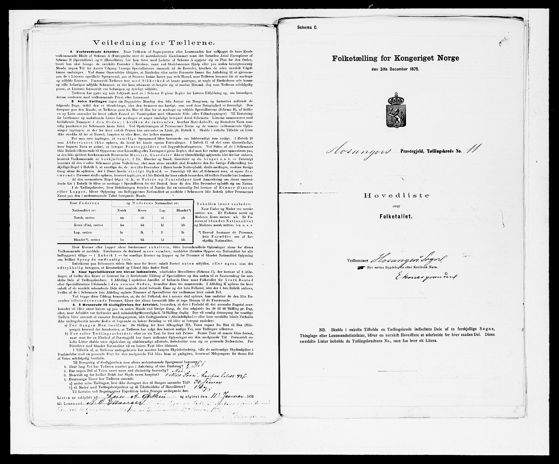 SAB, 1875 census for 1253P Hosanger, 1875, p. 24